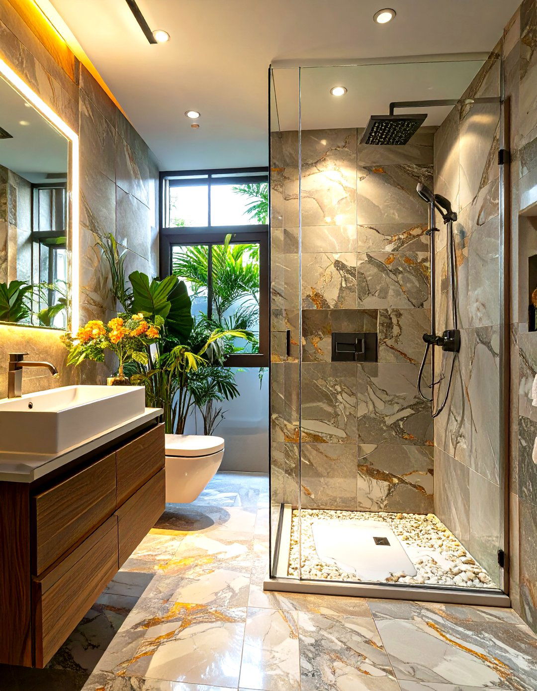 Small Bathroom with a Single Glass Panel Shower - 30 small modern luxury bathroom design ideas