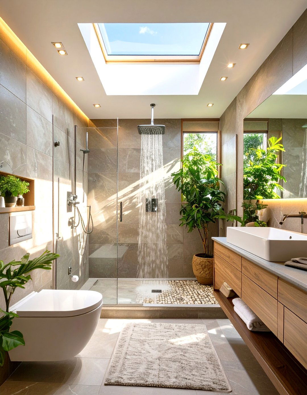 Small Bathroom with a Skylight for Natural Light - 30 small modern luxury bathroom design ideas