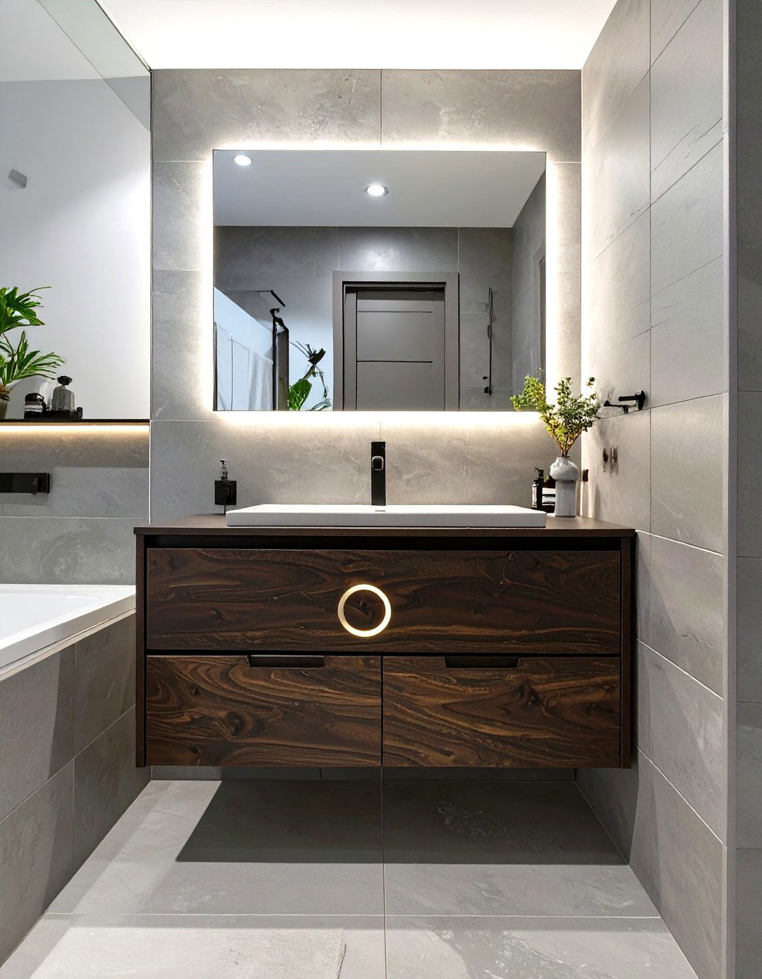 Small Bathroom with a Wall Mounted Floating Vanity - 30 small modern luxury bathroom design ideas