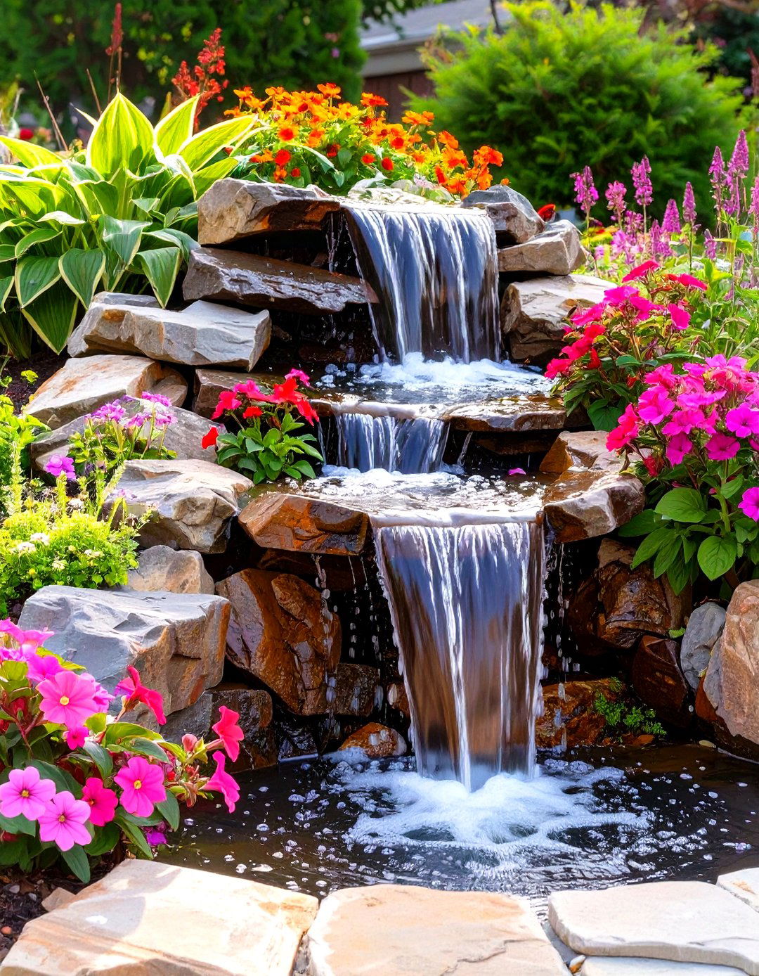 Small Cascade Front Yard Fountain - 30 small front yard fountain ideas