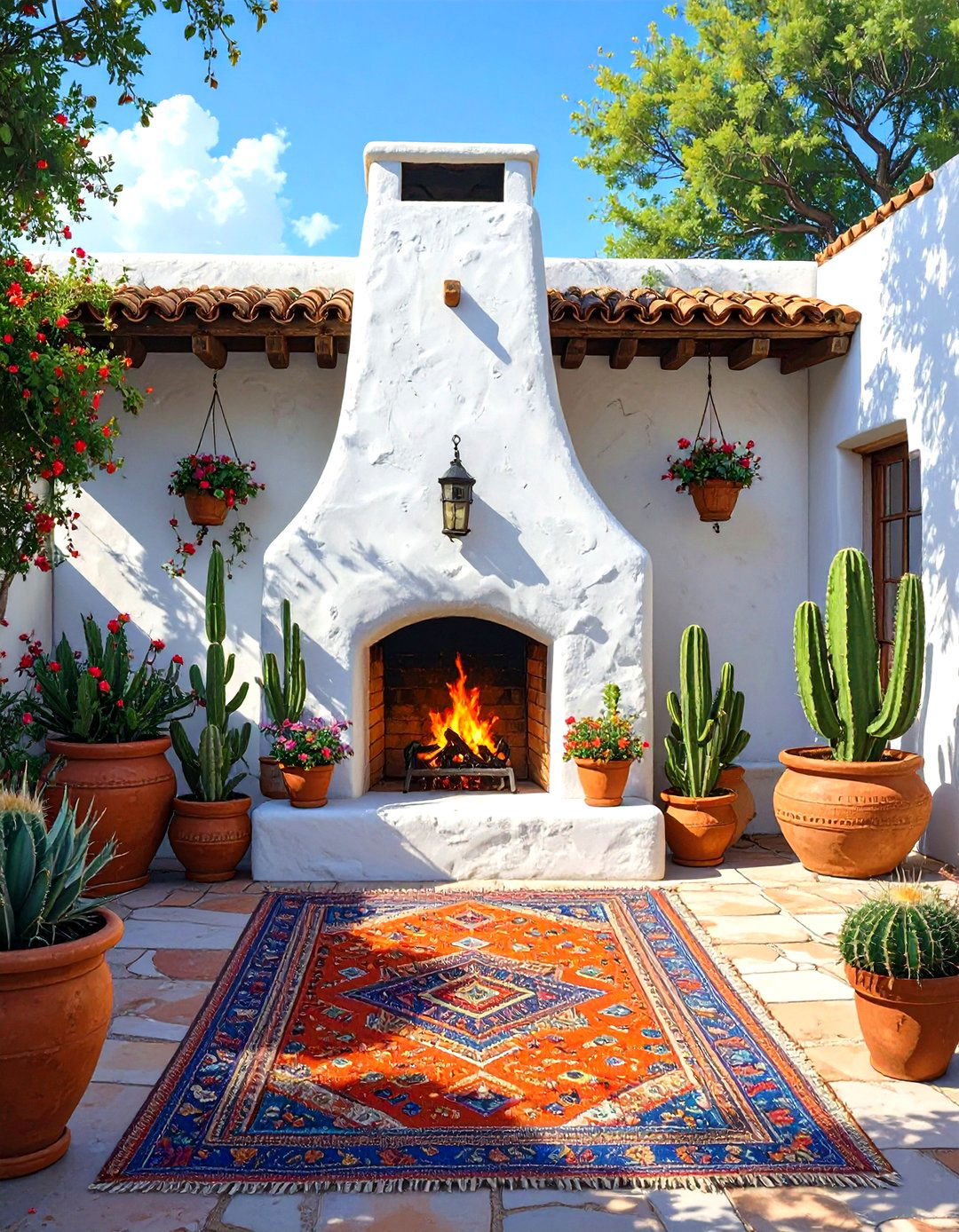 Small Corner Adobe Style Fireplace - 30 small outdoor fireplace ideas