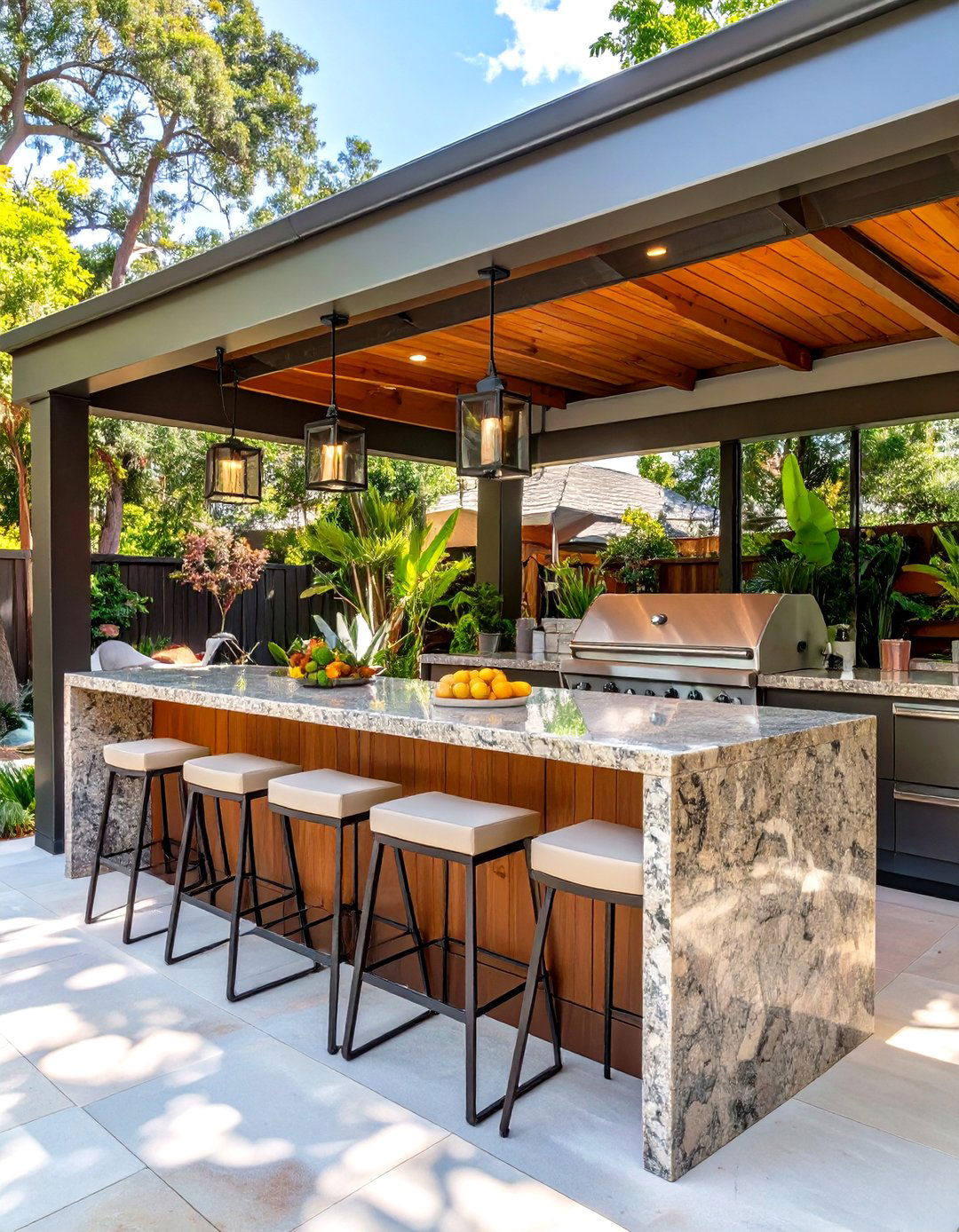 Small Covered Outdoor Kitchen with a Bar Counter - 30 small covered outdoor kitchen ideas