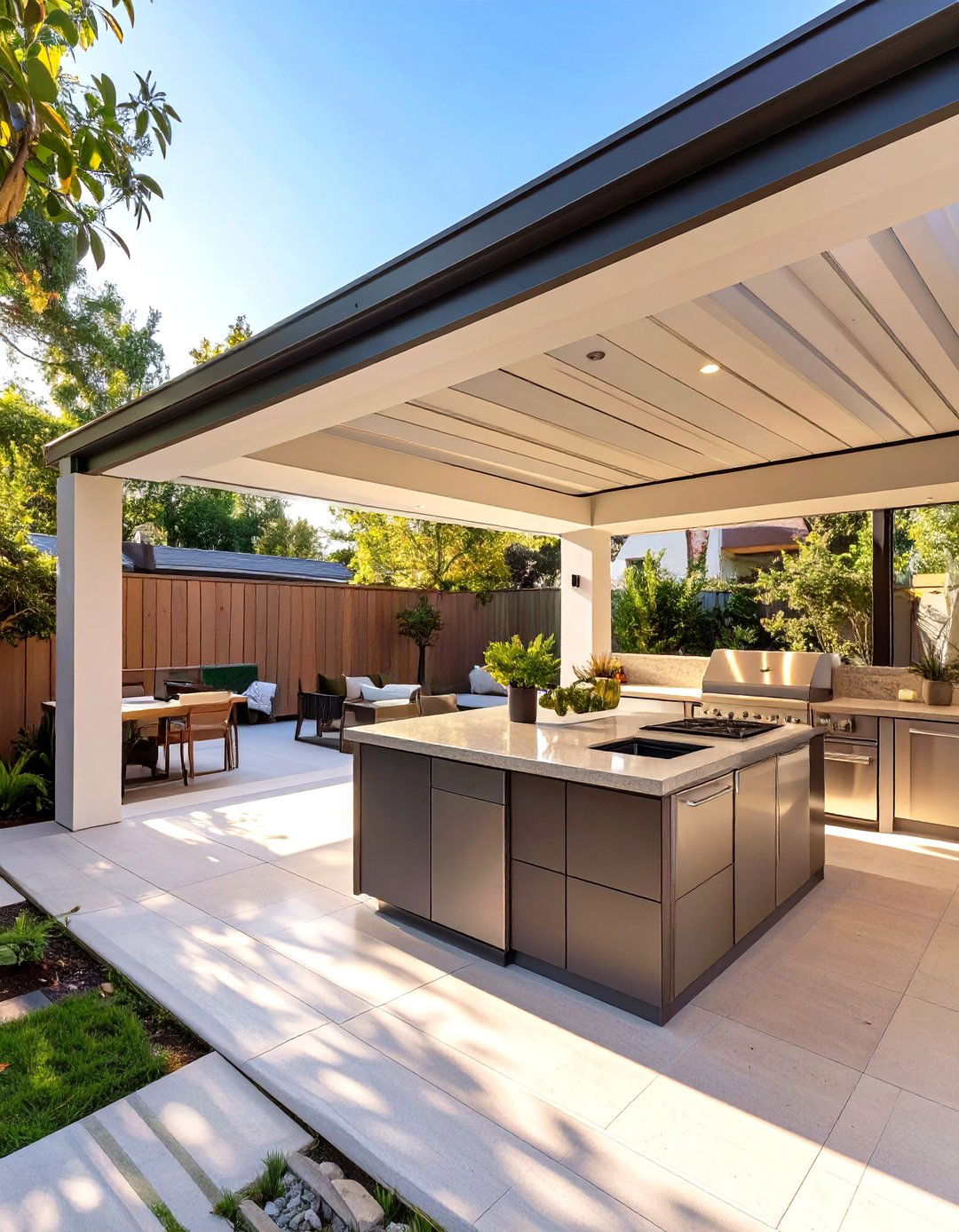 Small Covered Outdoor Kitchen with a Roof Extension - 30 small covered outdoor kitchen ideas