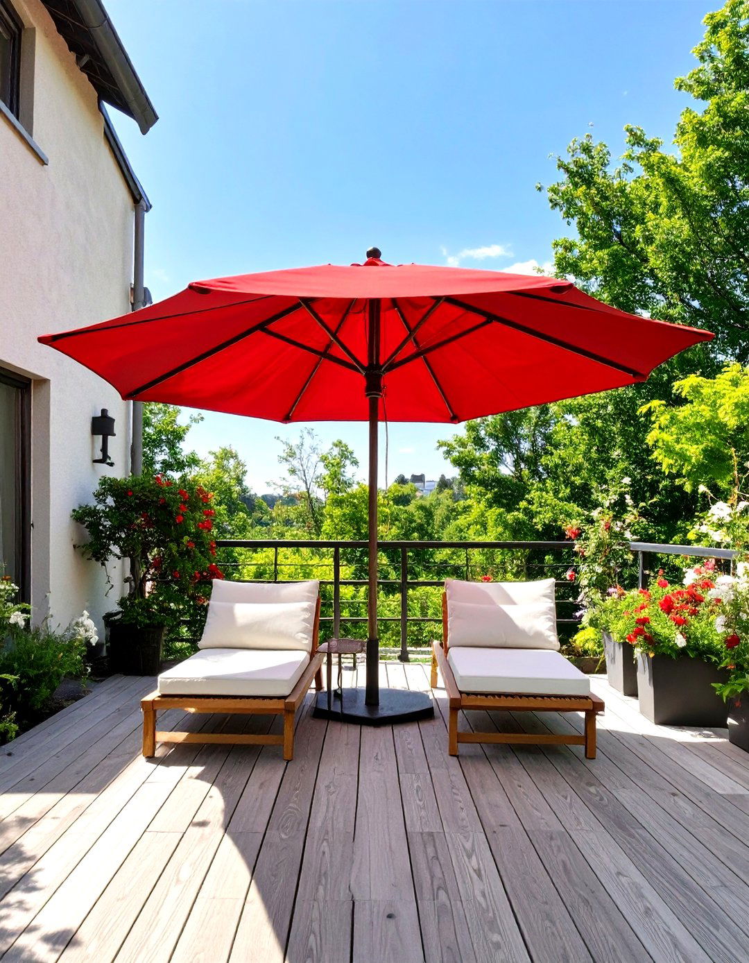 Small Deck with Cantilever Umbrella - 30 small deck ideas