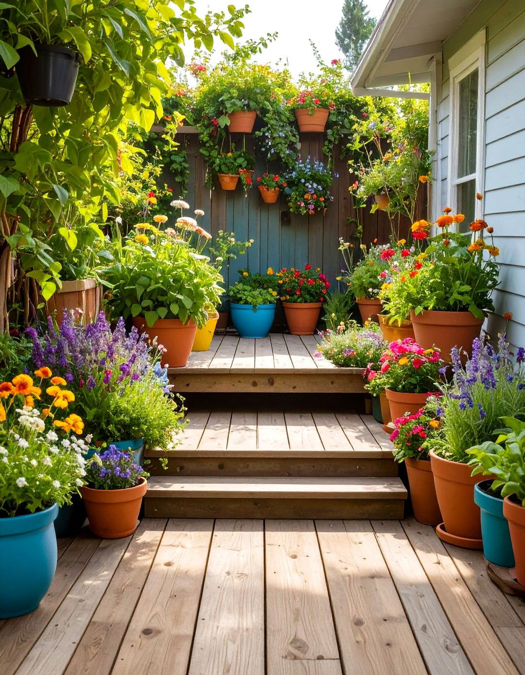Small Deck with Container Gardens - 30 small deck ideas on a budget