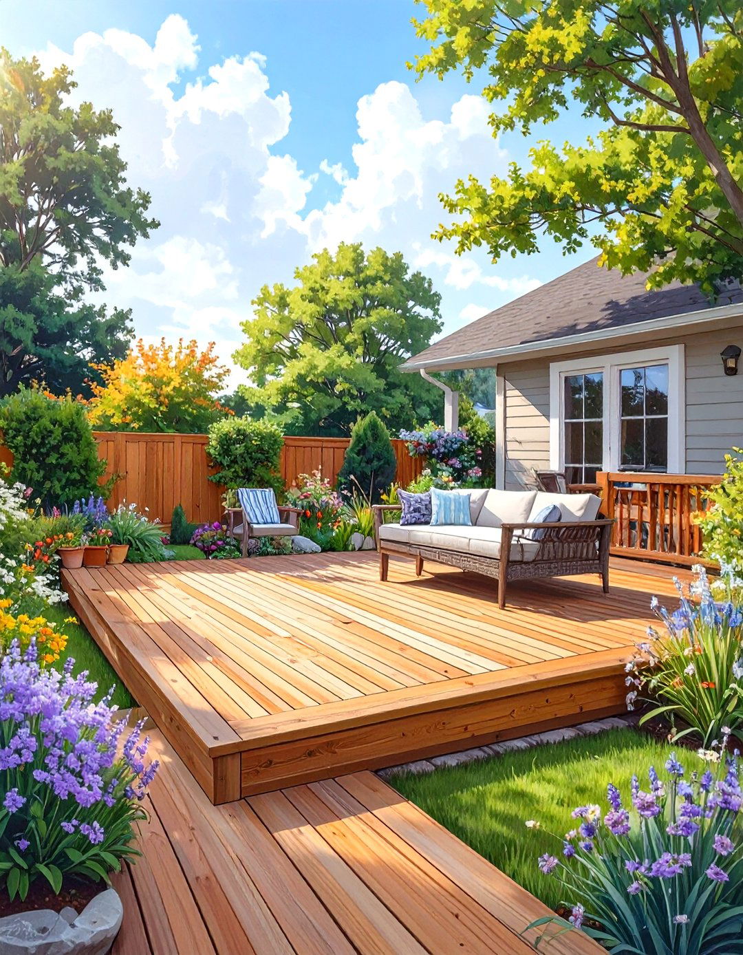 Small Deck with Diagonal Decking Pattern - 30 small deck ideas