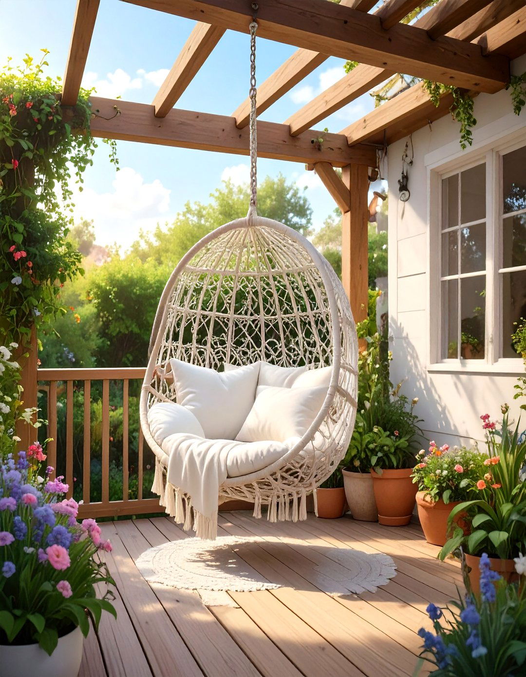 Small Deck with Hanging Chairs or Hammocks - 30 small deck ideas
