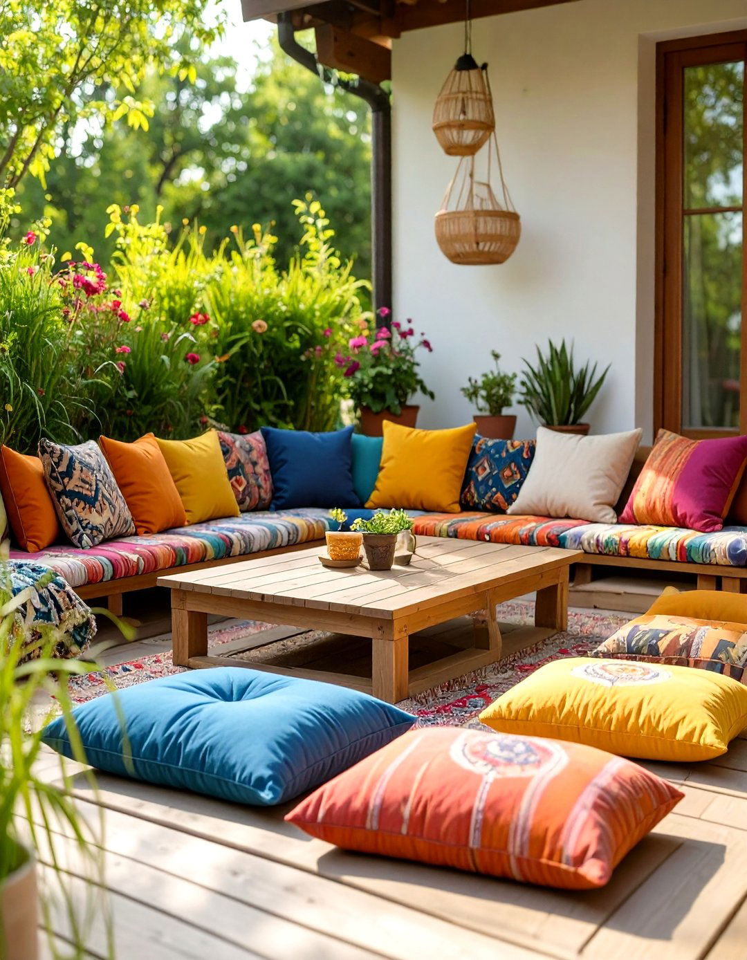 Small Deck with Outdoor Floor Cushions - 30 simple small deck ideas