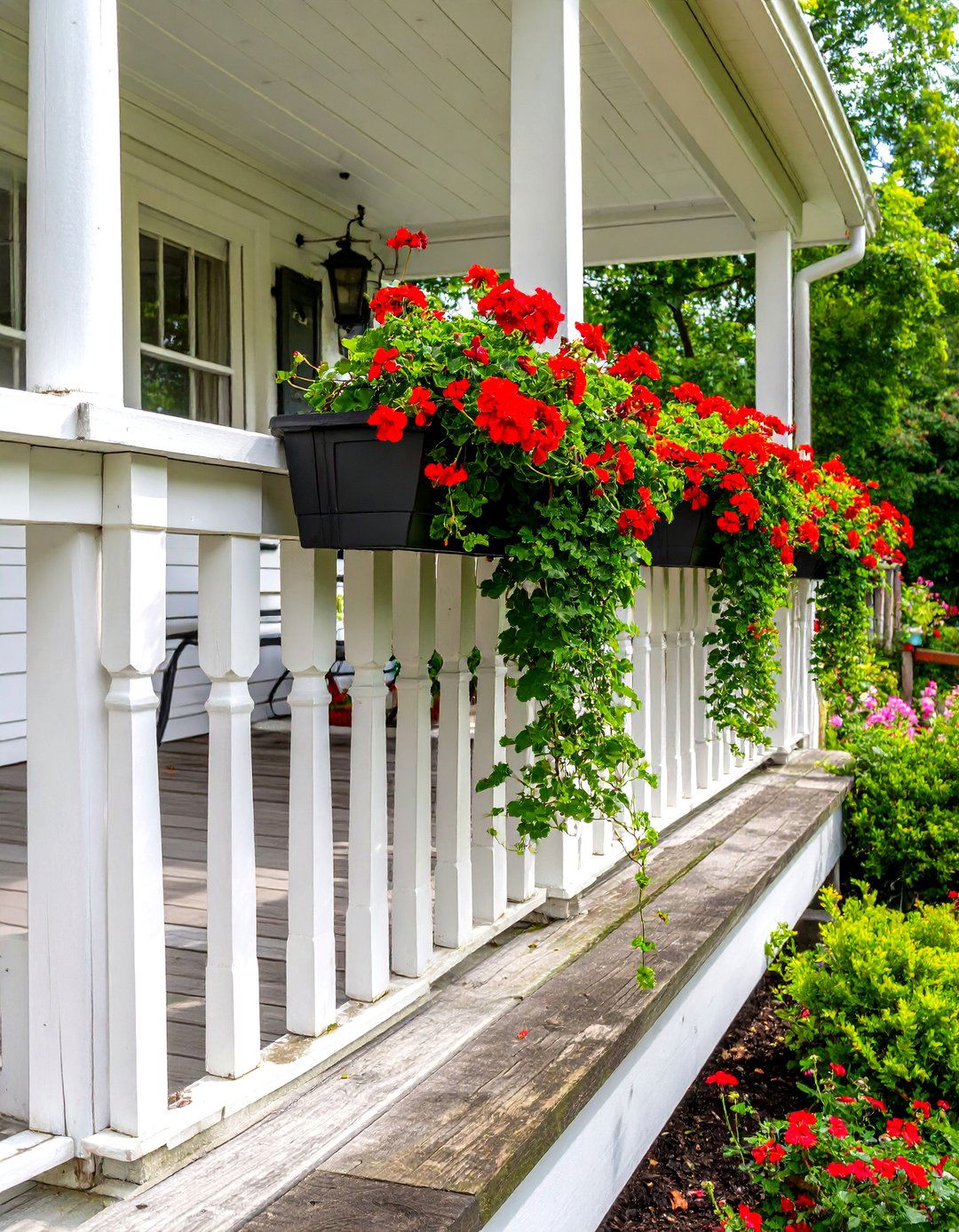 Small Deck with Railing Mounted Planters - 30 small deck ideas