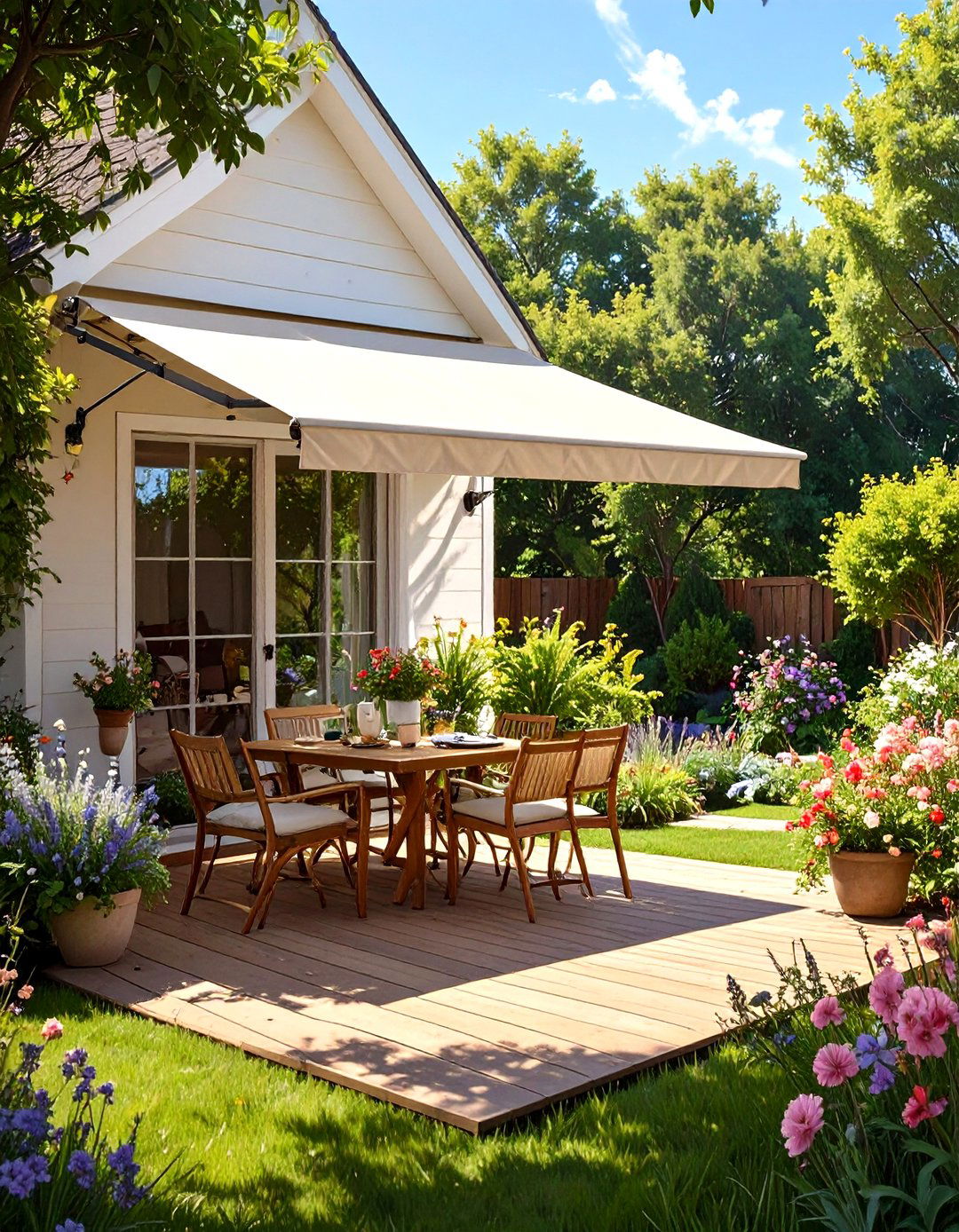 Small Deck with Retractable Awning for Shade - 30 small deck ideas