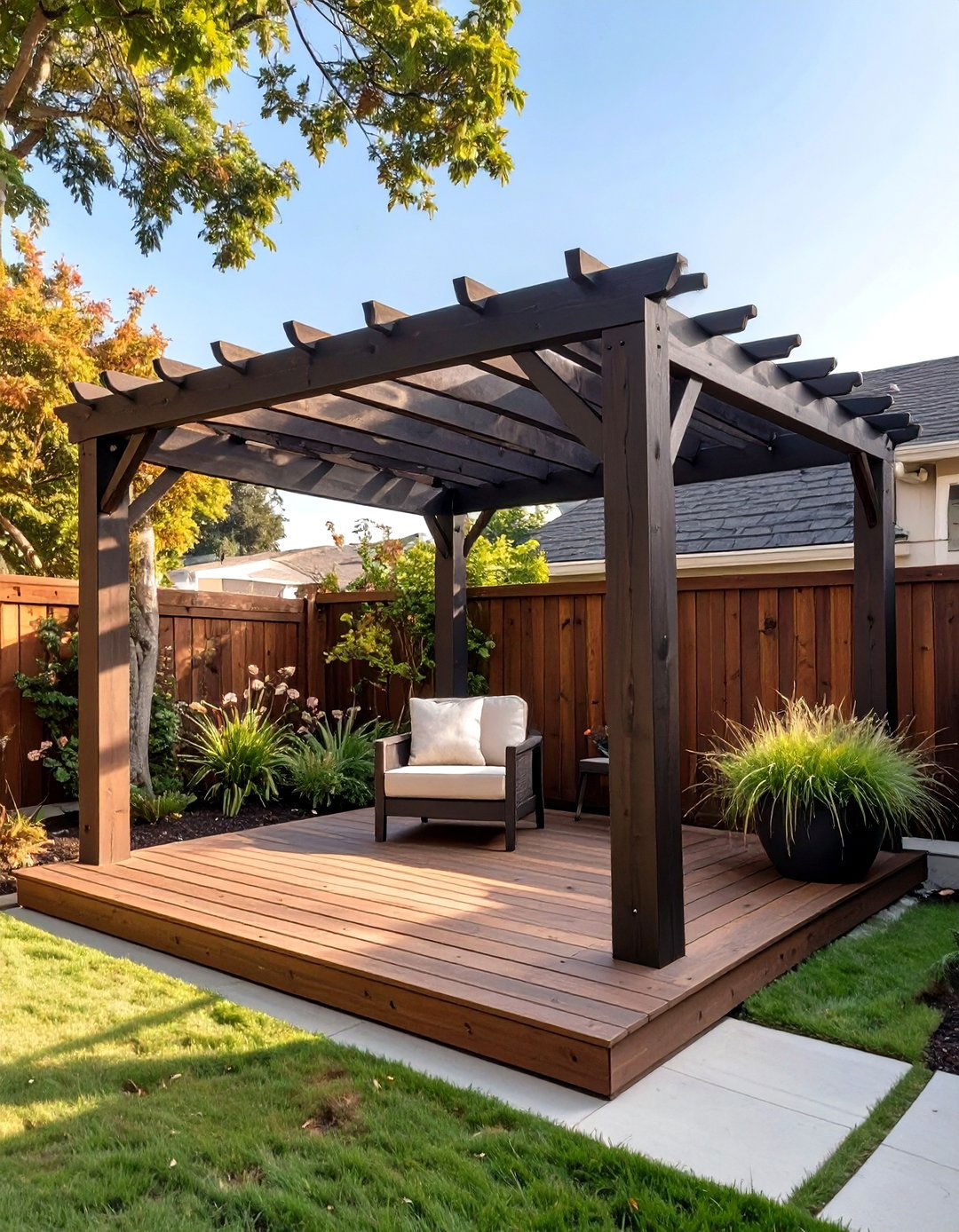 Small Deck with a Corner Pergola - 30 simple small deck ideas