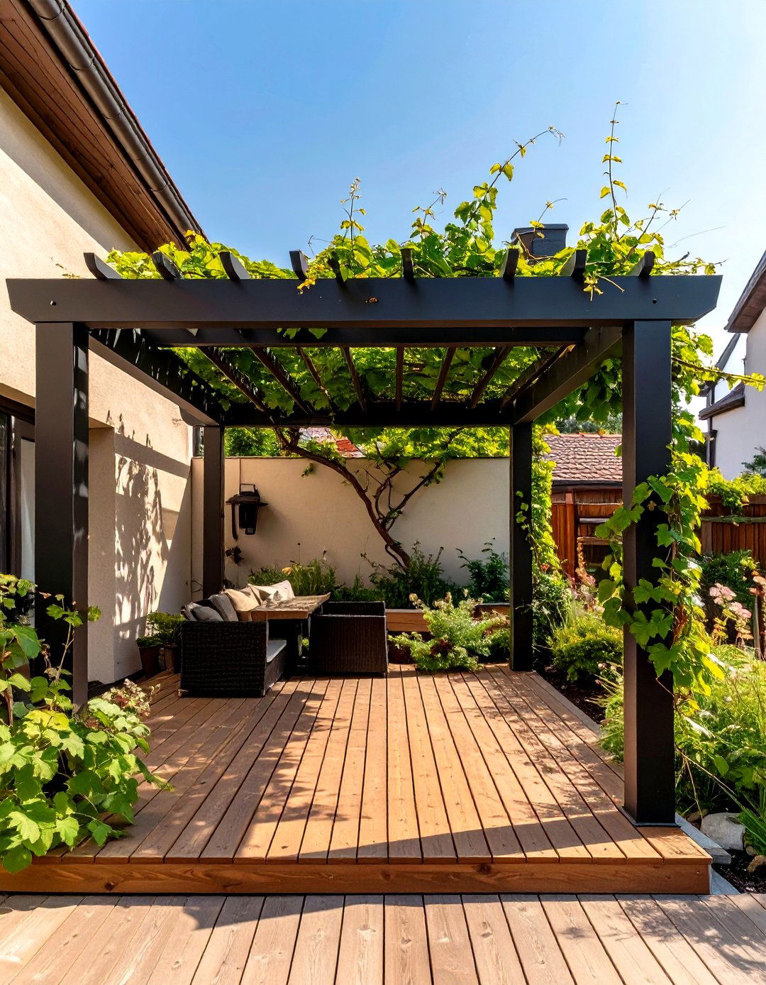 Small Deck with a Pergola Kit - 30 small deck ideas on a budget