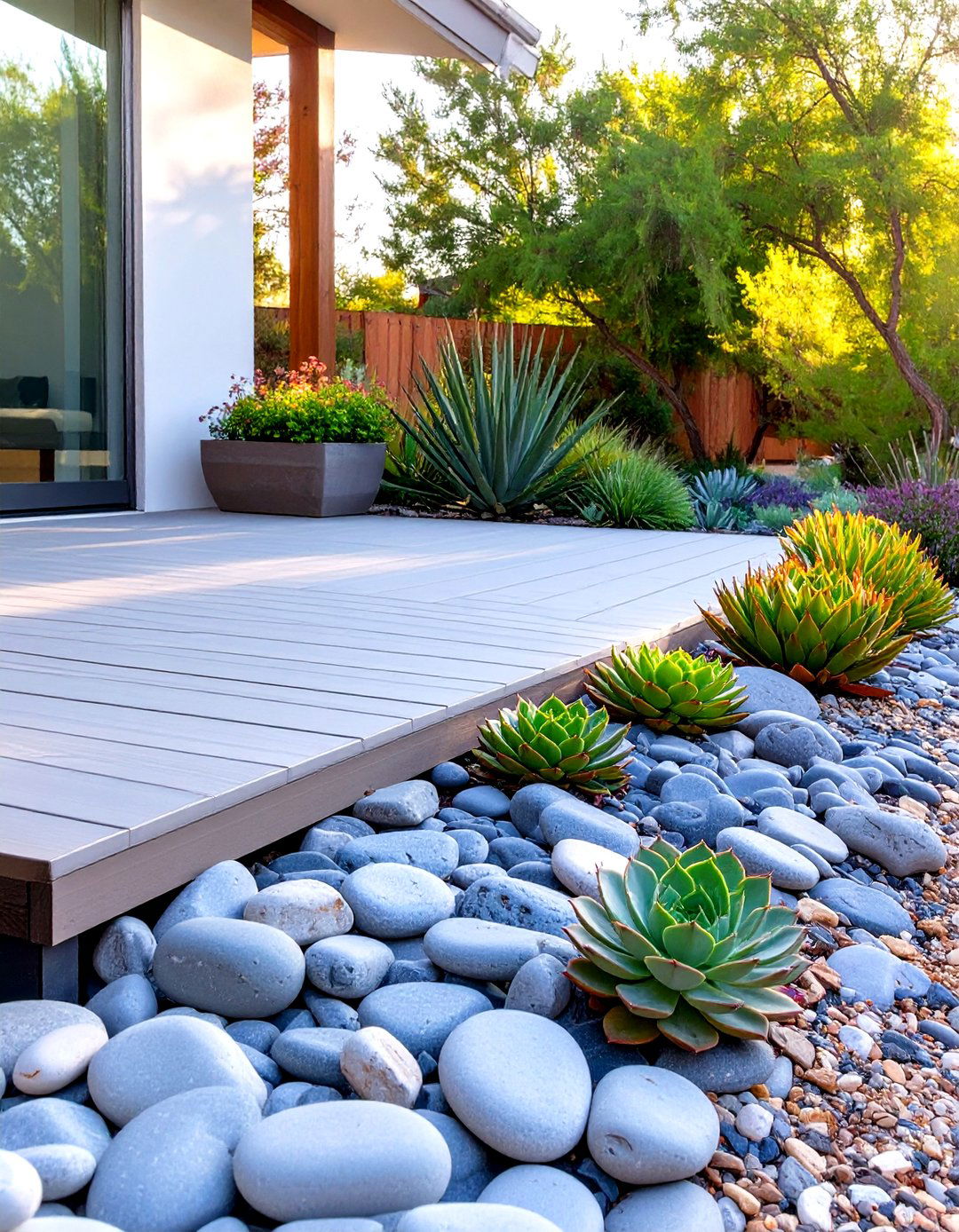 Small Deck with a Rock Garden Border - 30 simple small deck ideas