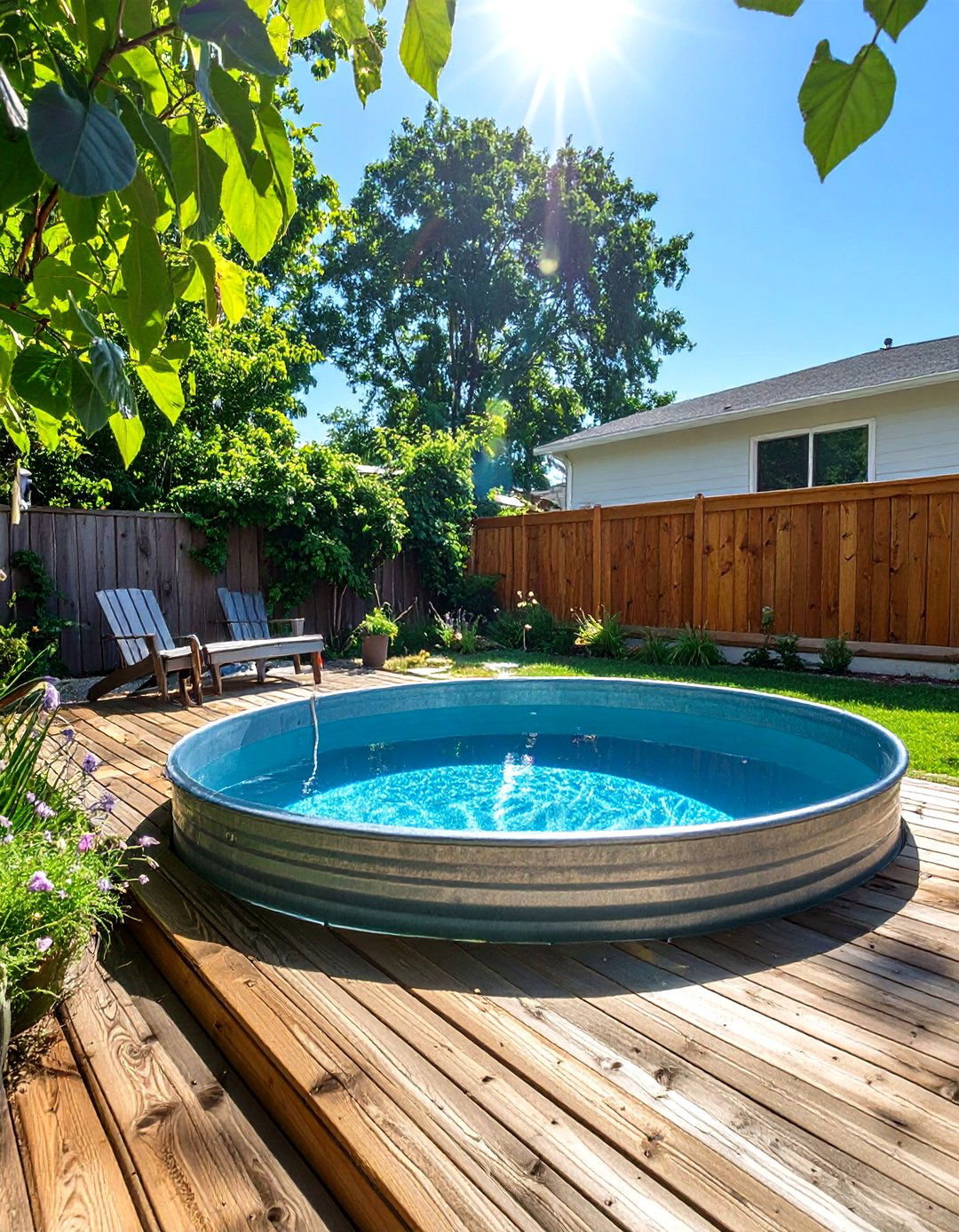 Small Deck with a Stock Tank Pool - 30 small deck ideas on a budget