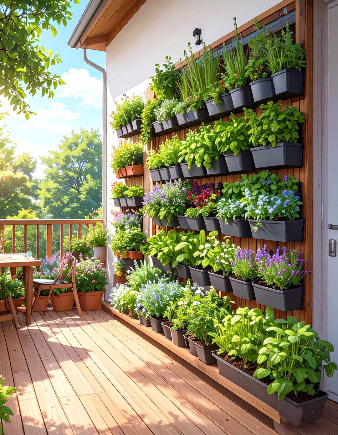 Small Deck with a Vertical Herb Garden - 30 small deck ideas