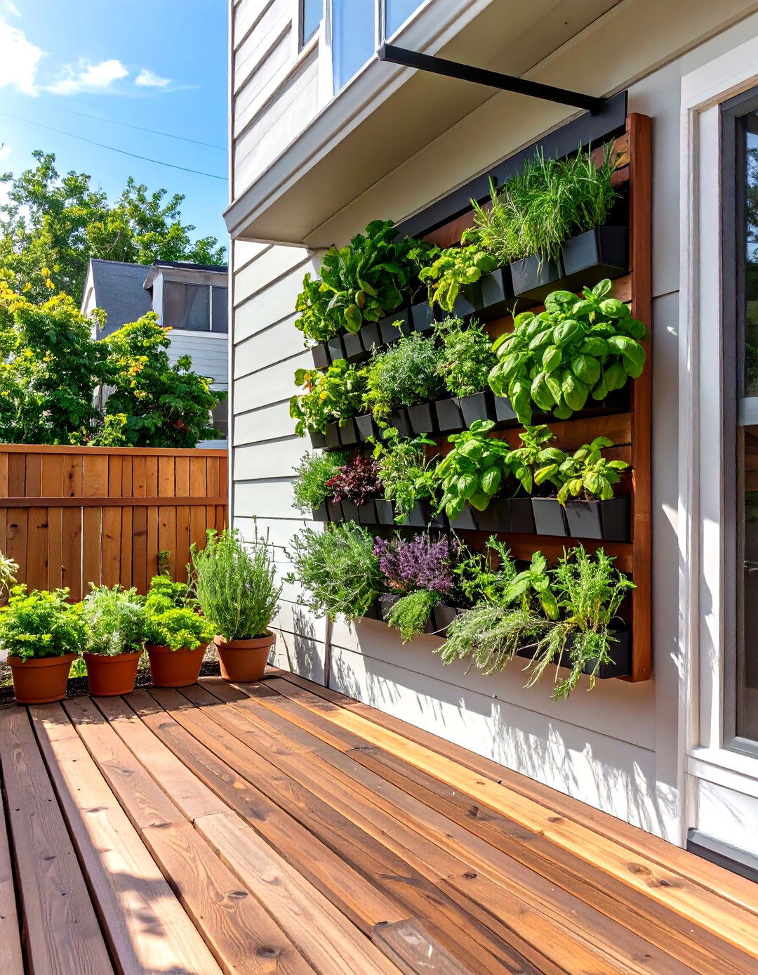 Small Deck with a Vertical Herb Garden - 30 small deck ideas on a budget
