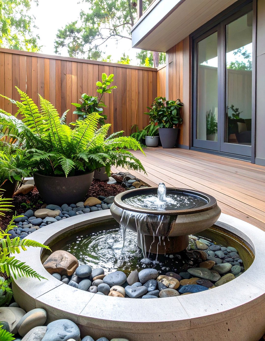 Small Deck with a Water Feature - 30 small deck ideas