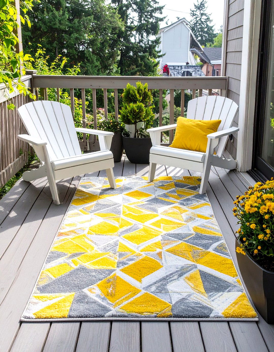 Small Deck with an Outdoor Rug - 30 small deck ideas on a budget