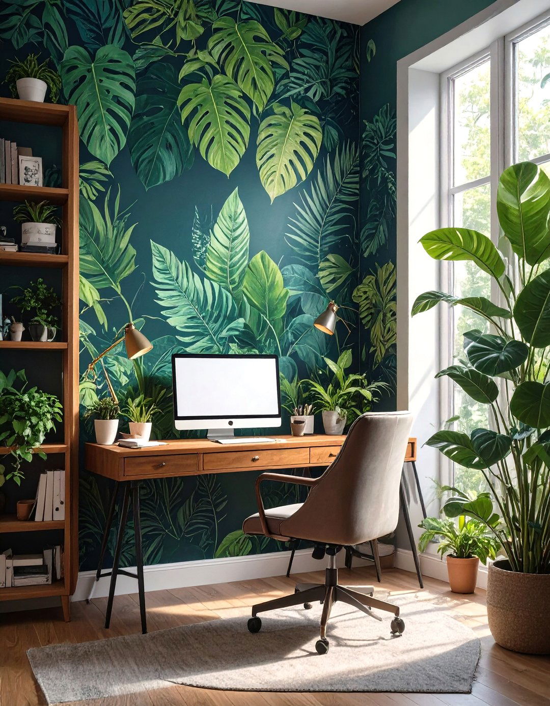 Small Den with a Bold Accent Wallpaper - 30 small den ideas