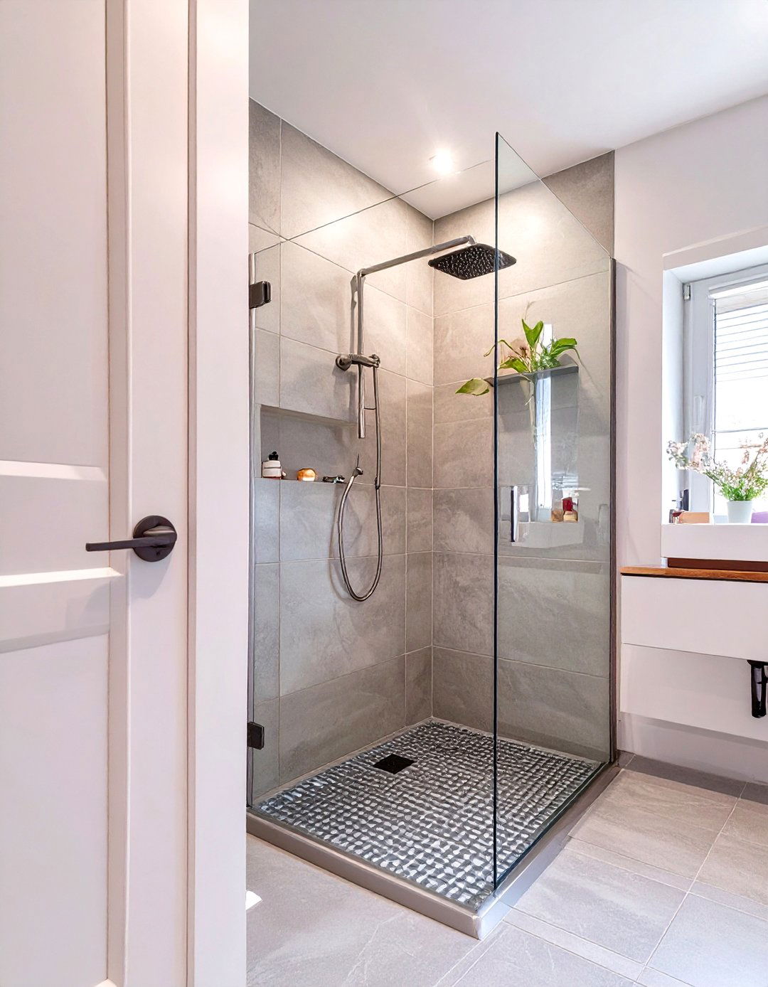 Small Doorless Shower with In Floor Heating - 30 small doorless walk in shower ideas