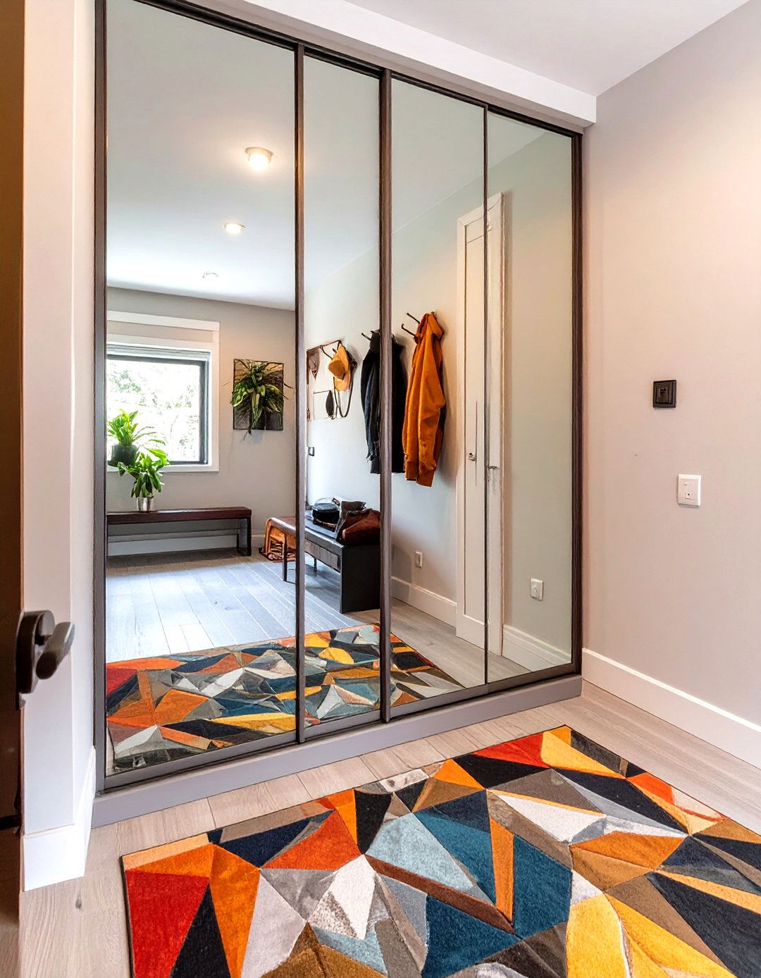 Small Entryway Coat Closet with Mirrored Doors - 30 small entryway coat closet ideas
