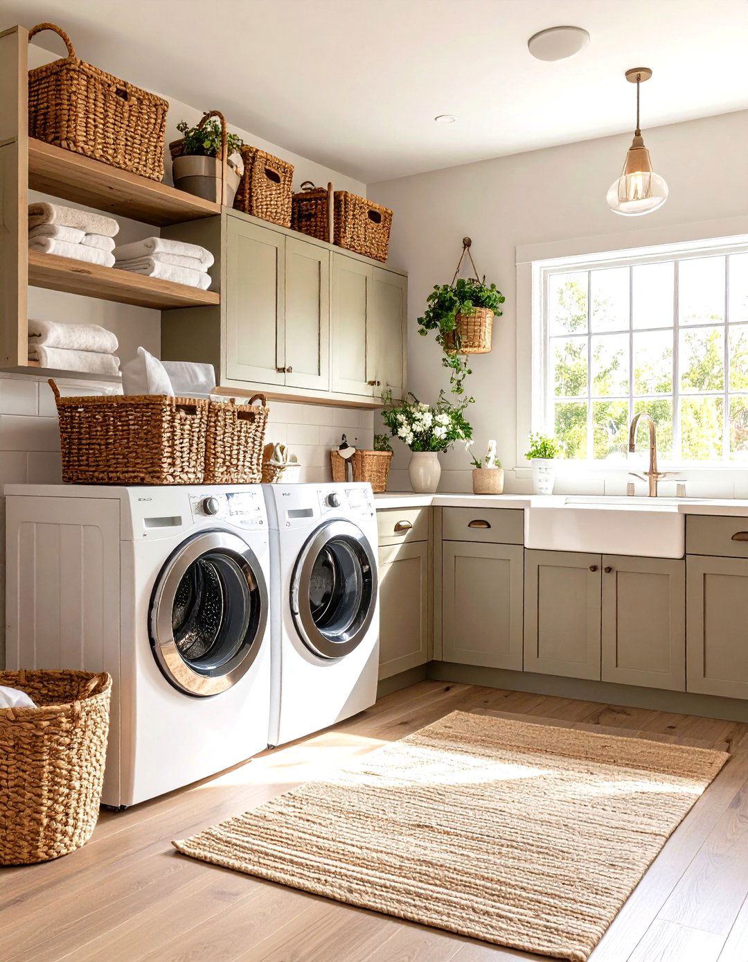 Small Farmhouse Laundry Room with Vertical Storage - 30 farmhouse laundry room ideas