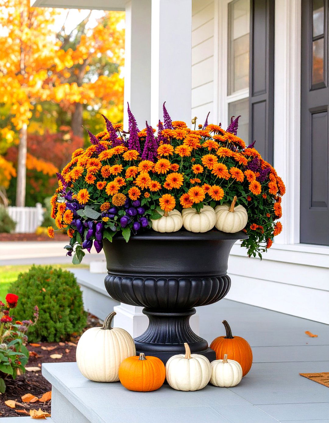 Small Front Porch Seasonal Urn Displays - 30 small front porch landscaping ideas