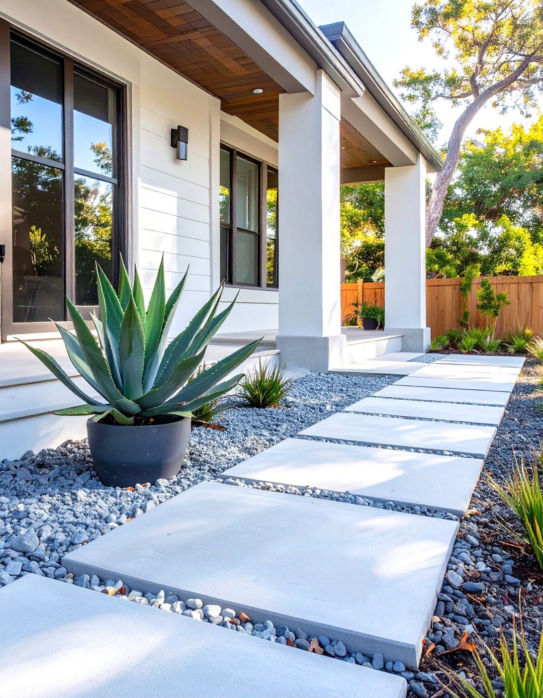 Small Front Porch with Gravel and Paver Accents - 30 small front porch landscaping ideas