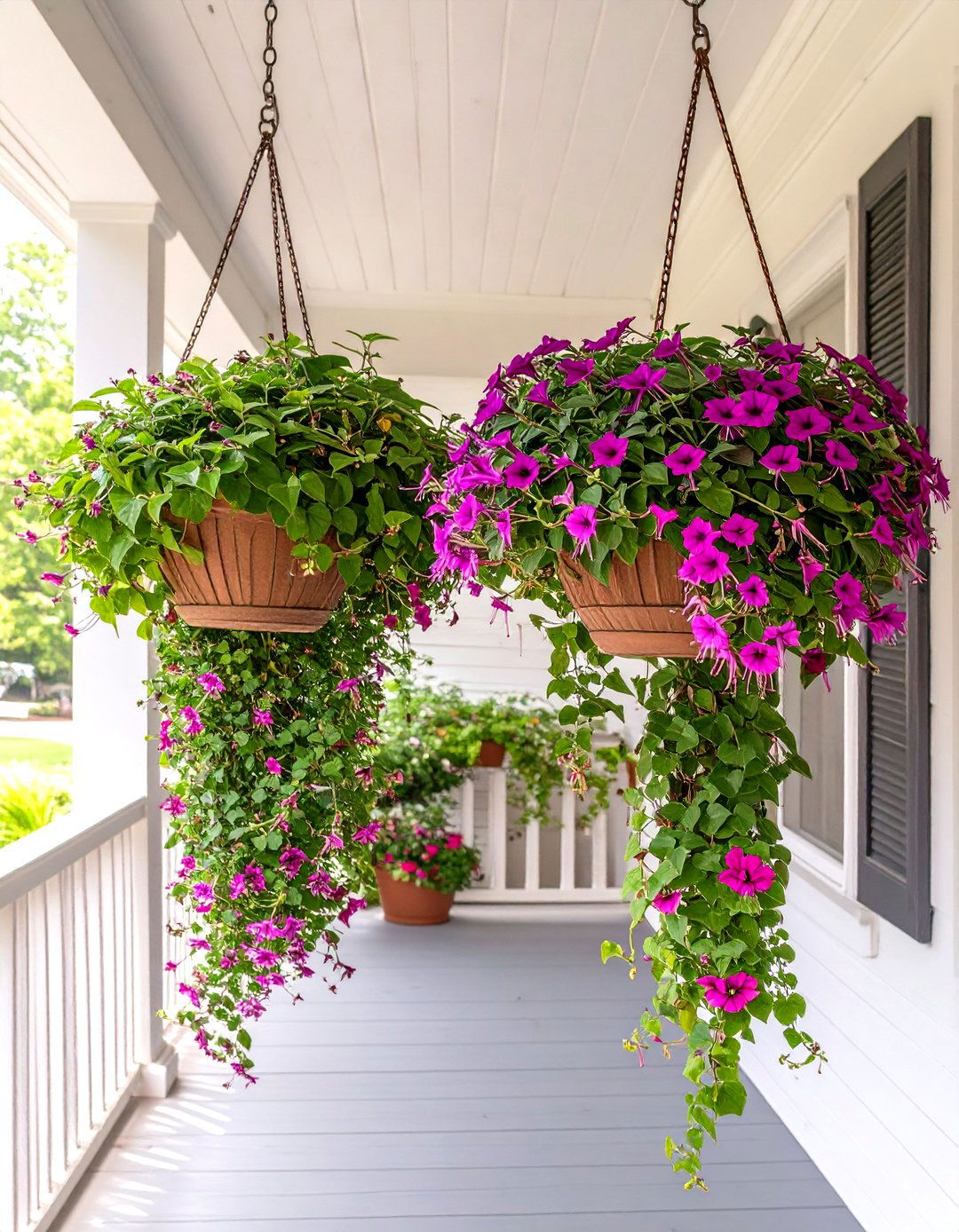 Small Front Porch with Hanging Baskets - 30 small front porch decorating ideas