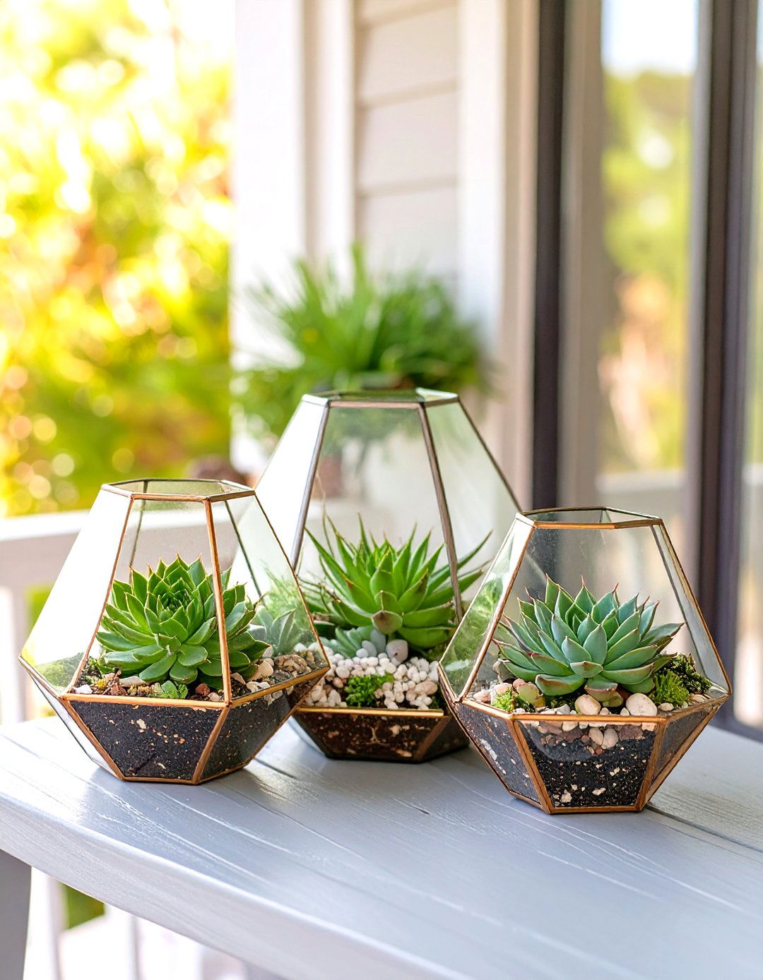Small Front Porch with a Collection of Terrariums - 30 small front porch decorating ideas