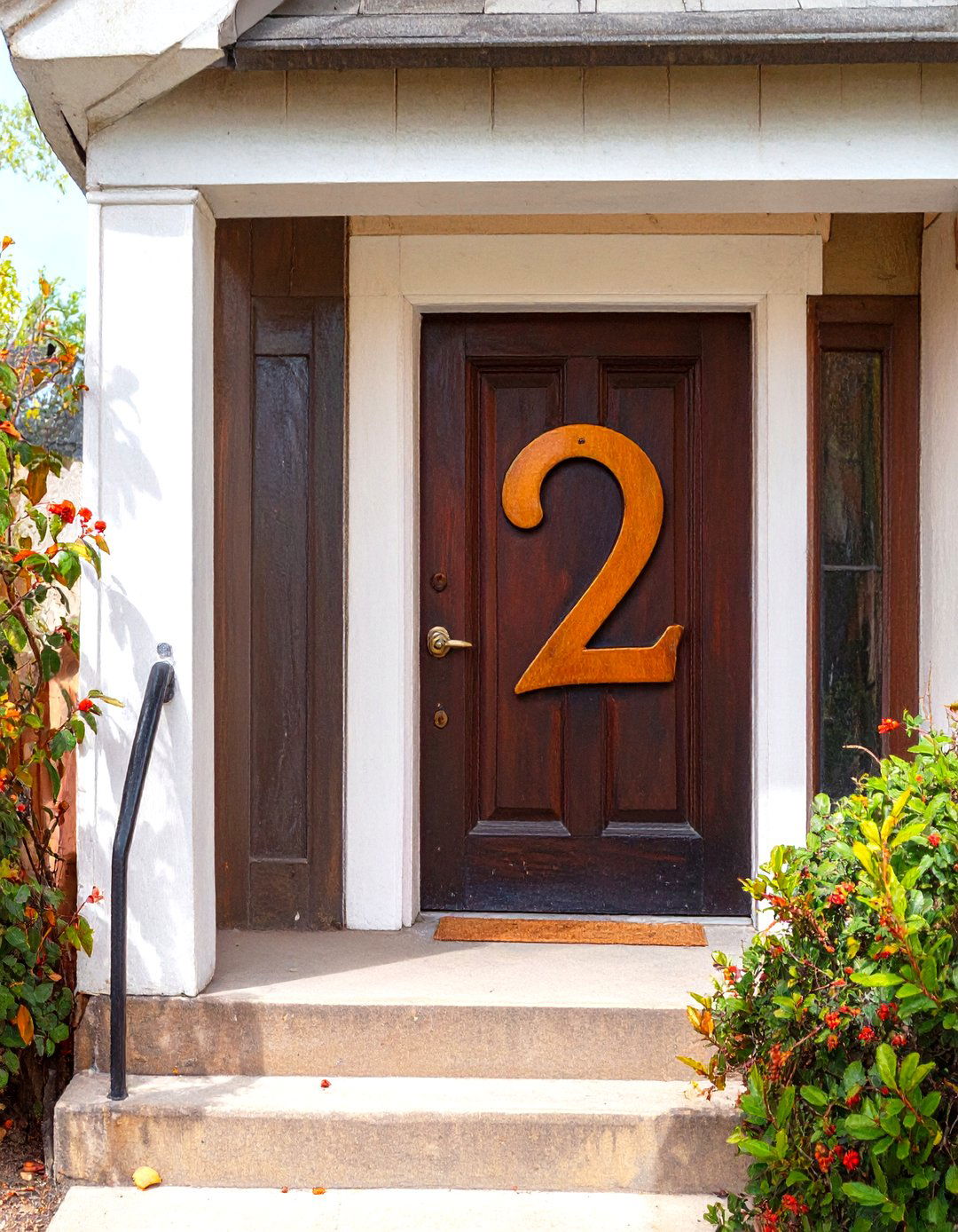 Small Front Porch with a Decorative House Number Sign - 30 small front porch decorating ideas