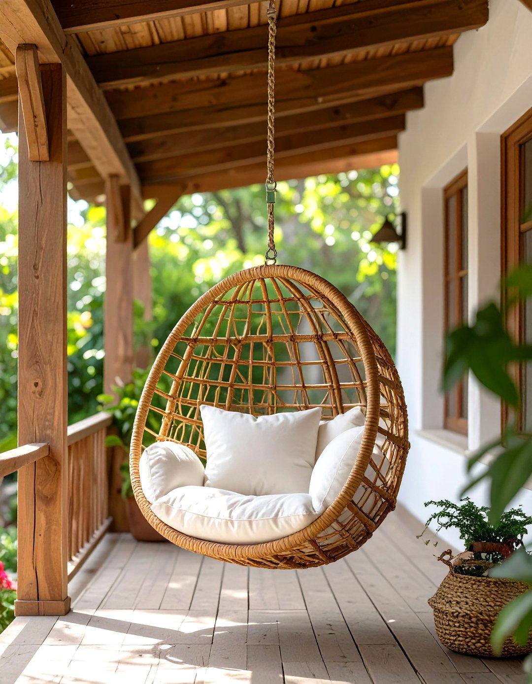 Small Front Porch with a Hanging Swing Chair - 30 small front porch decorating ideas