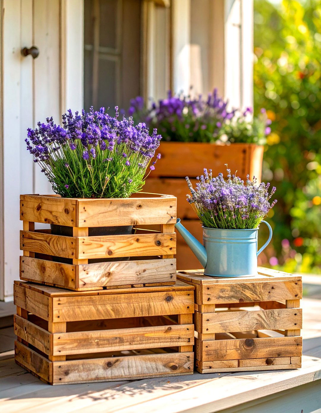 Small Front Porch with a Small Wooden Crate Display - 30 small front porch decorating ideas