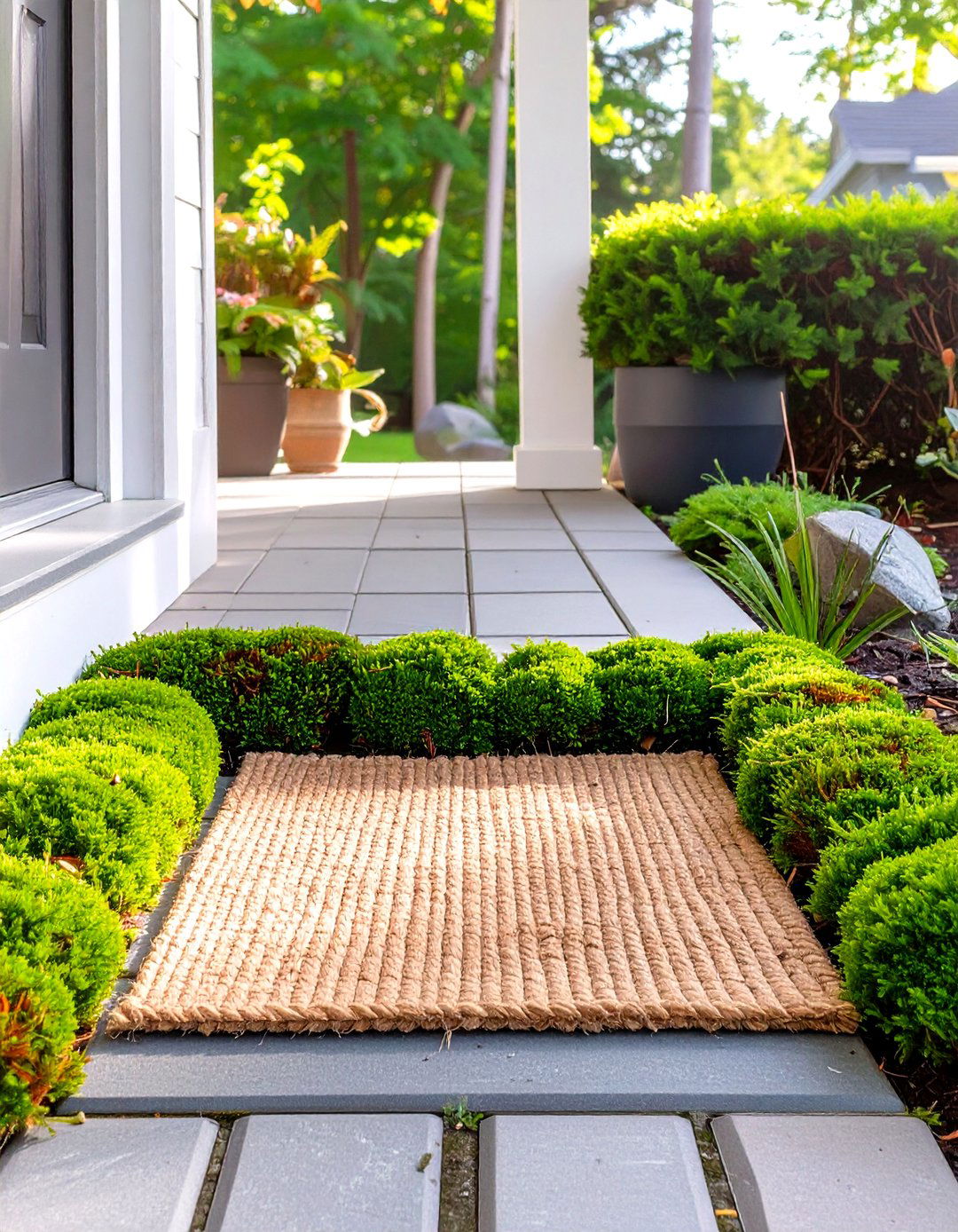 Small Front Porch with a Welcome Mat Garden - 30 small front porch landscaping ideas