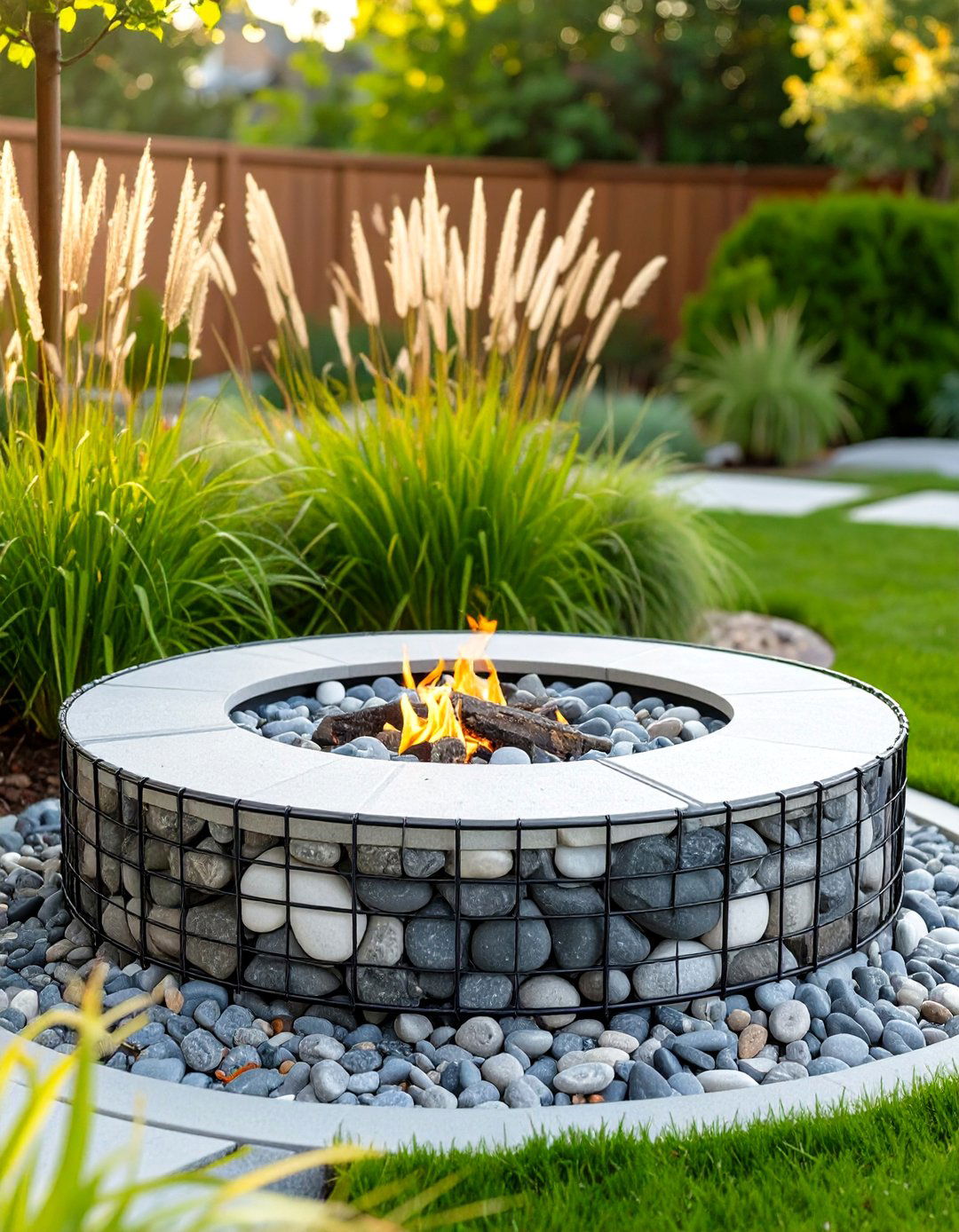 Small Gabion Wall Fire Pit - 30 small backyard fire pit ideas landscaping