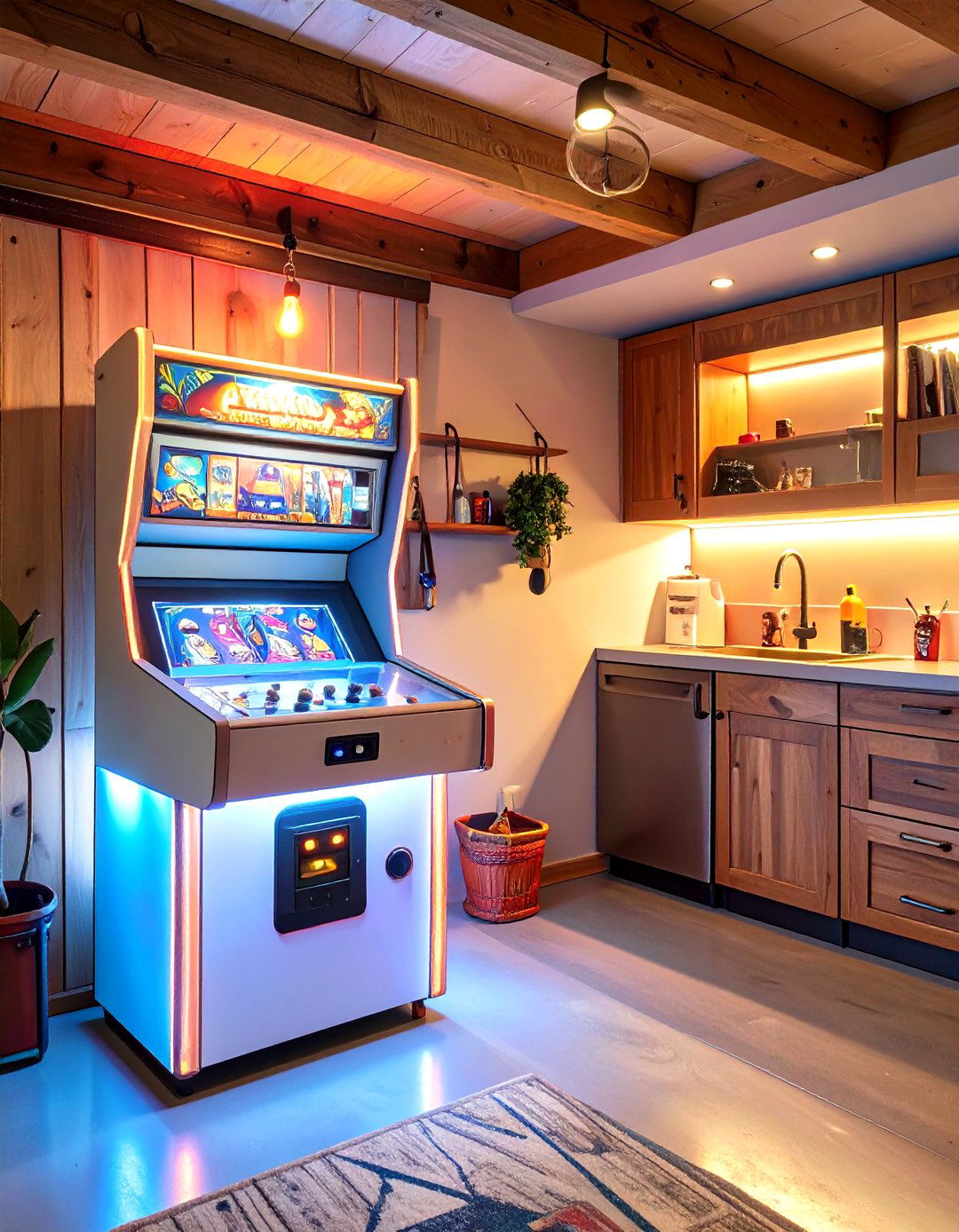 Small Garage Arcade Machine or Virtual Pinball - 30 small garage man cave ideas