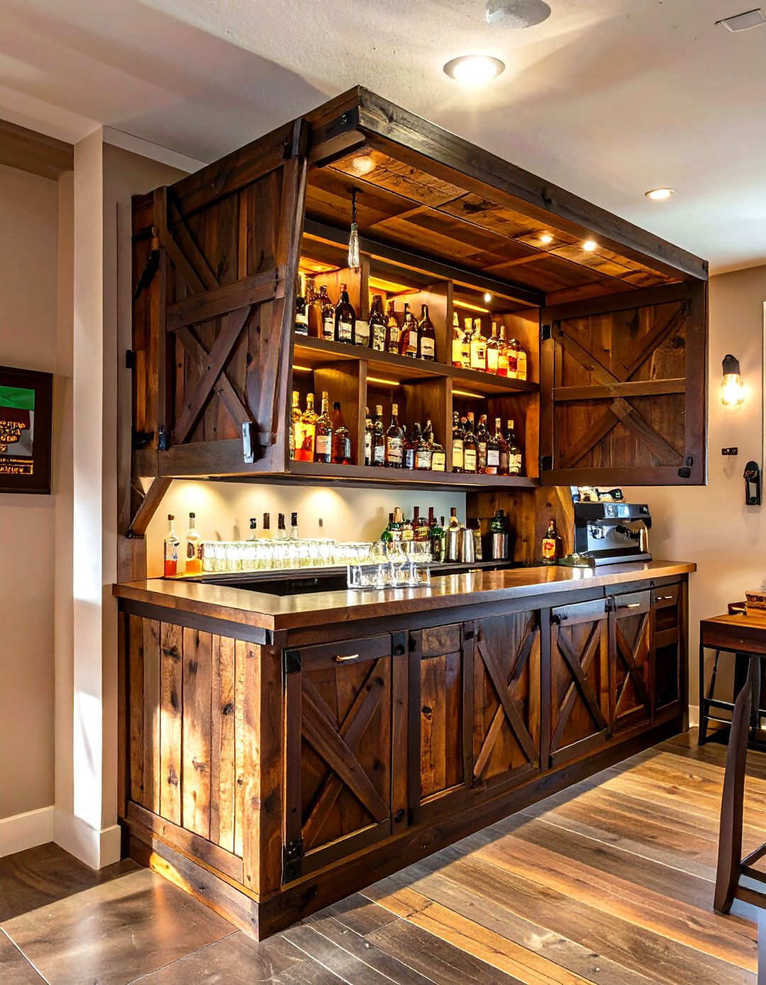 Small Garage Wall Mounted Fold Down Bar - 30 small garage man cave ideas