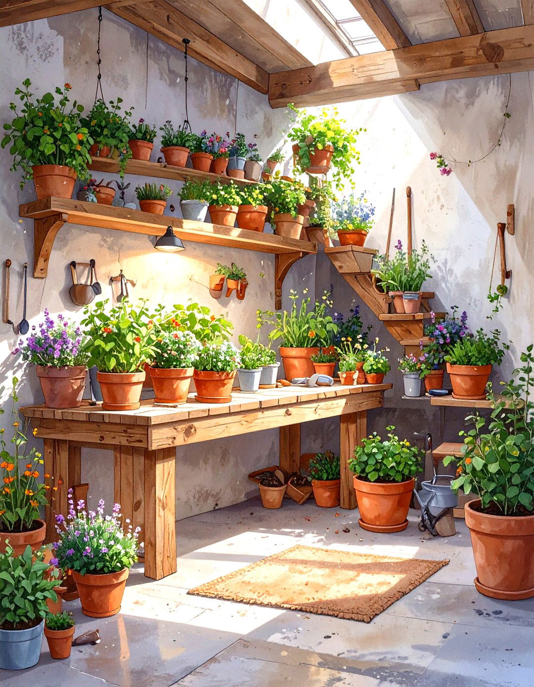 Small Gardening and Potting Bench Under Basement Stairs - 30 under basement stairs ideas