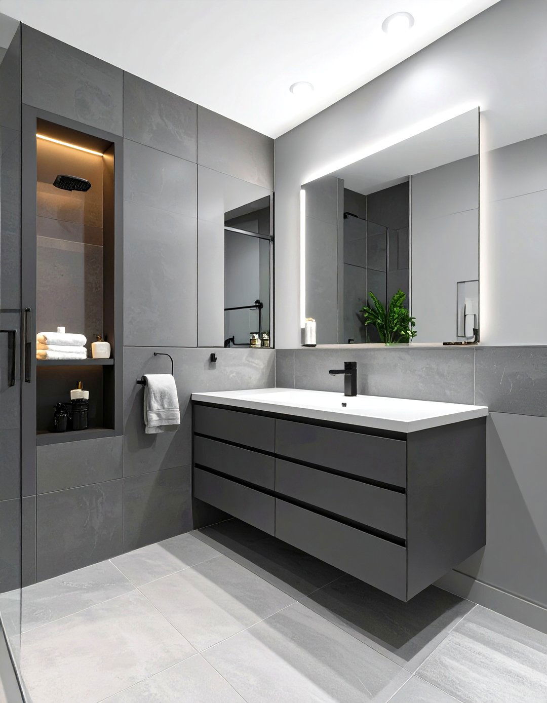 30 Small Grey Bathroom Ideas for a Modern Aesthetic - We Love Home Blog