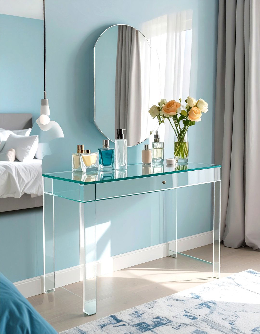 Small Guest Bedroom Featuring Clear Acrylic Furniture - 30 small guest bedroom ideas