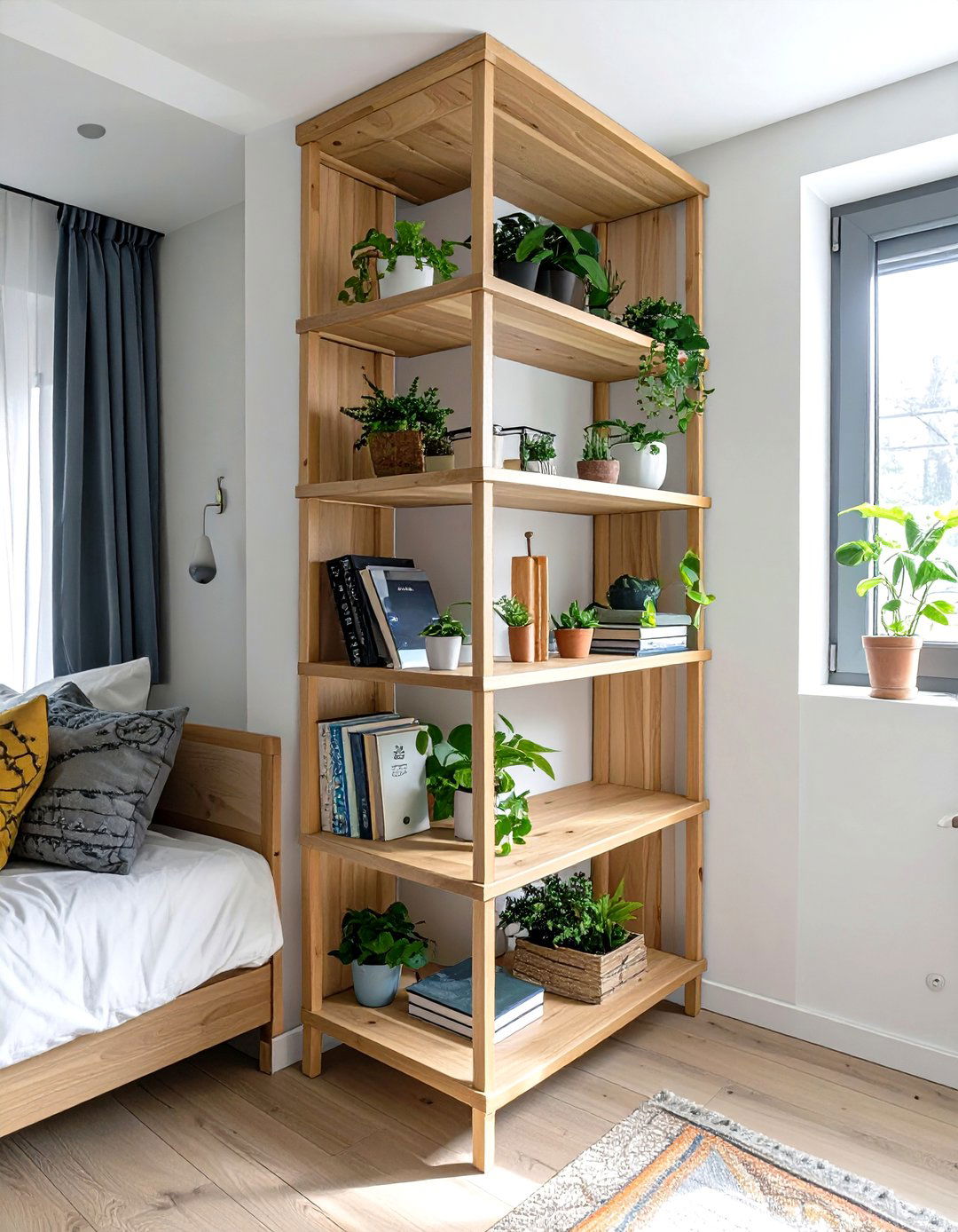 Small Guest Bedroom Featuring Corner Shelving Units - 30 small guest bedroom ideas