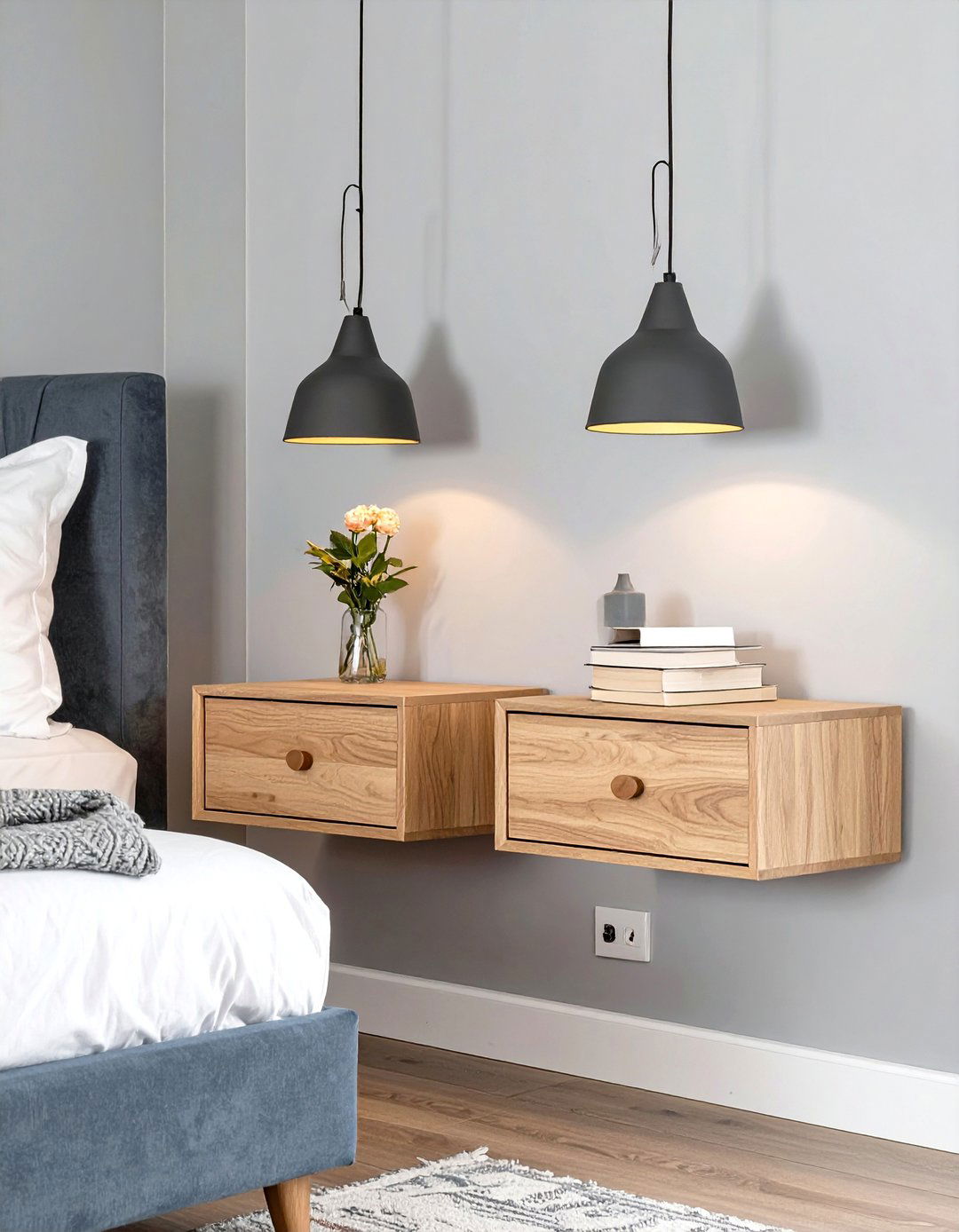 Small Guest Bedroom with Floating Nightstands - 30 small guest bedroom ideas