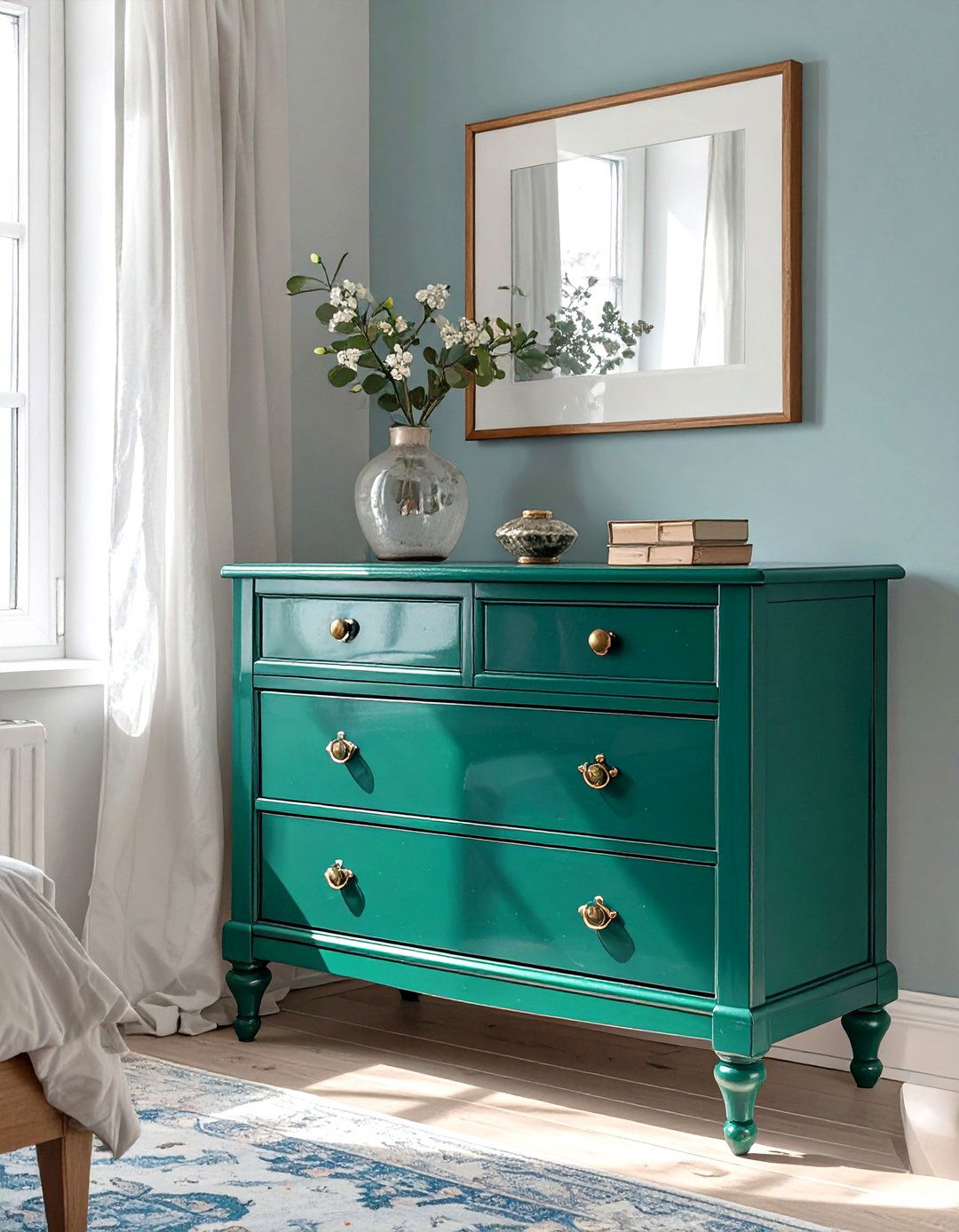 Small Guest Bedroom with High Gloss Paint on Furniture - 30 small guest bedroom ideas