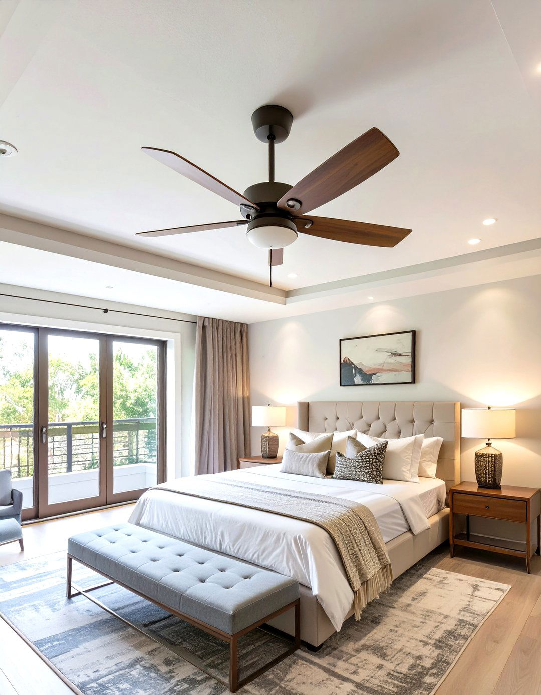 Small Guest Bedroom with a Retractable Blade Ceiling Fan - 30 small guest bedroom ideas