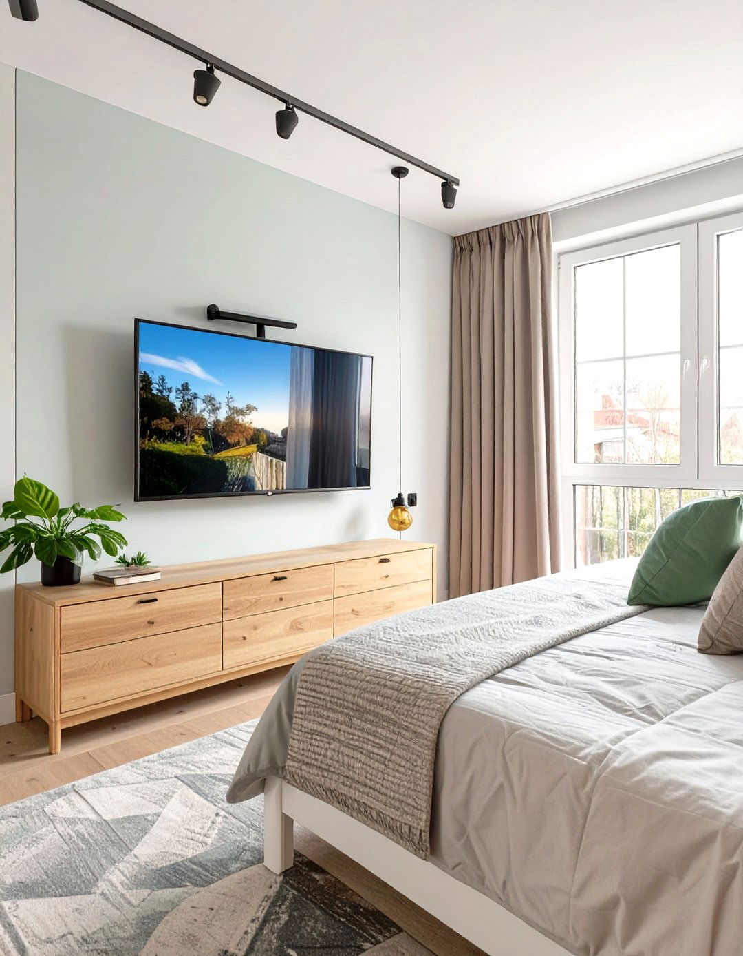 Small Guest Bedroom with a Wall Mounted TV - 30 small guest bedroom ideas