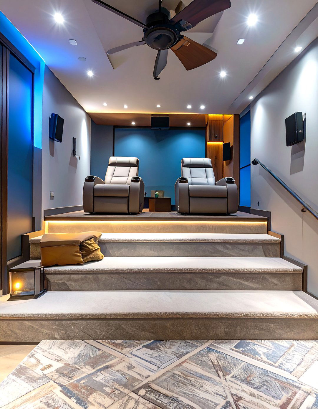 Small Home Theater with Tiered Seating - 30 small home theater ideas