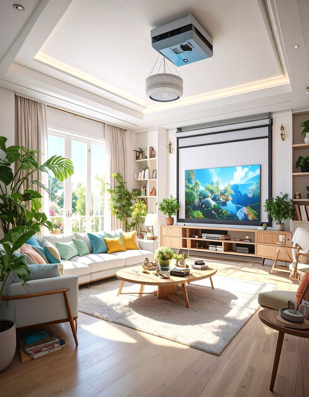 Small Home Theater with a Retractable Screen - 30 small home theater ideas