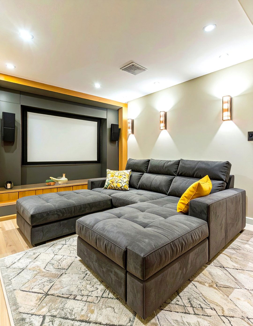 Small Home Theater with a Sectional Sofa - 30 small home theater ideas