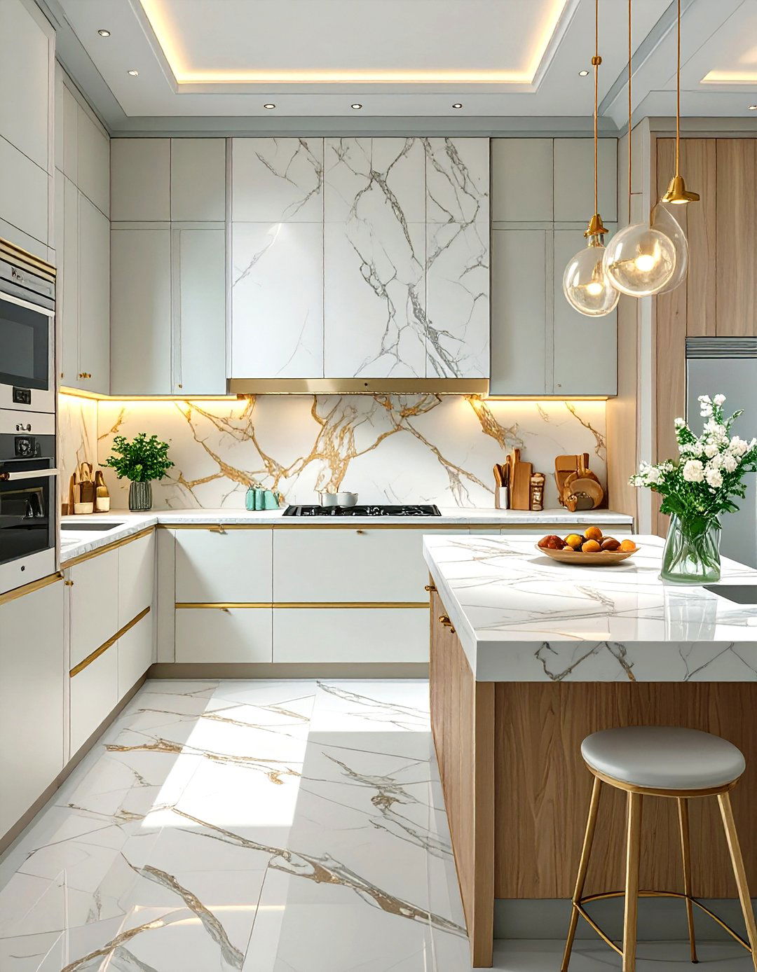 Small Kitchen Backsplash Made from a Single Slab - 30 small kitchen backsplash ideas