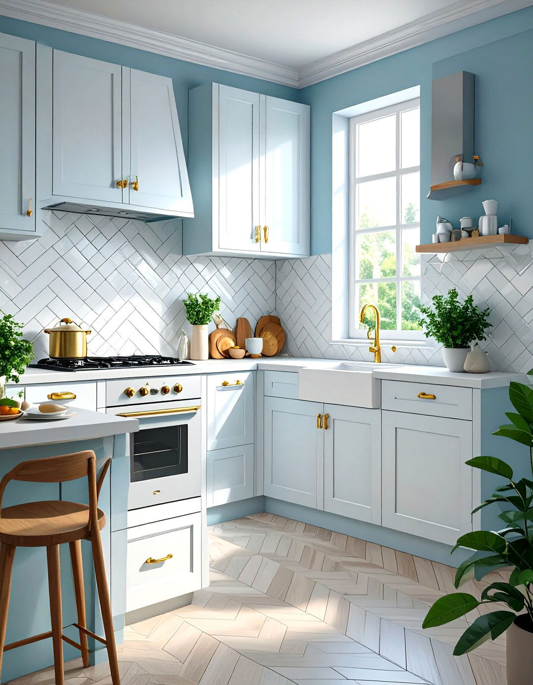 Small Kitchen Backsplash in a Herringbone Pattern - 30 small kitchen backsplash ideas